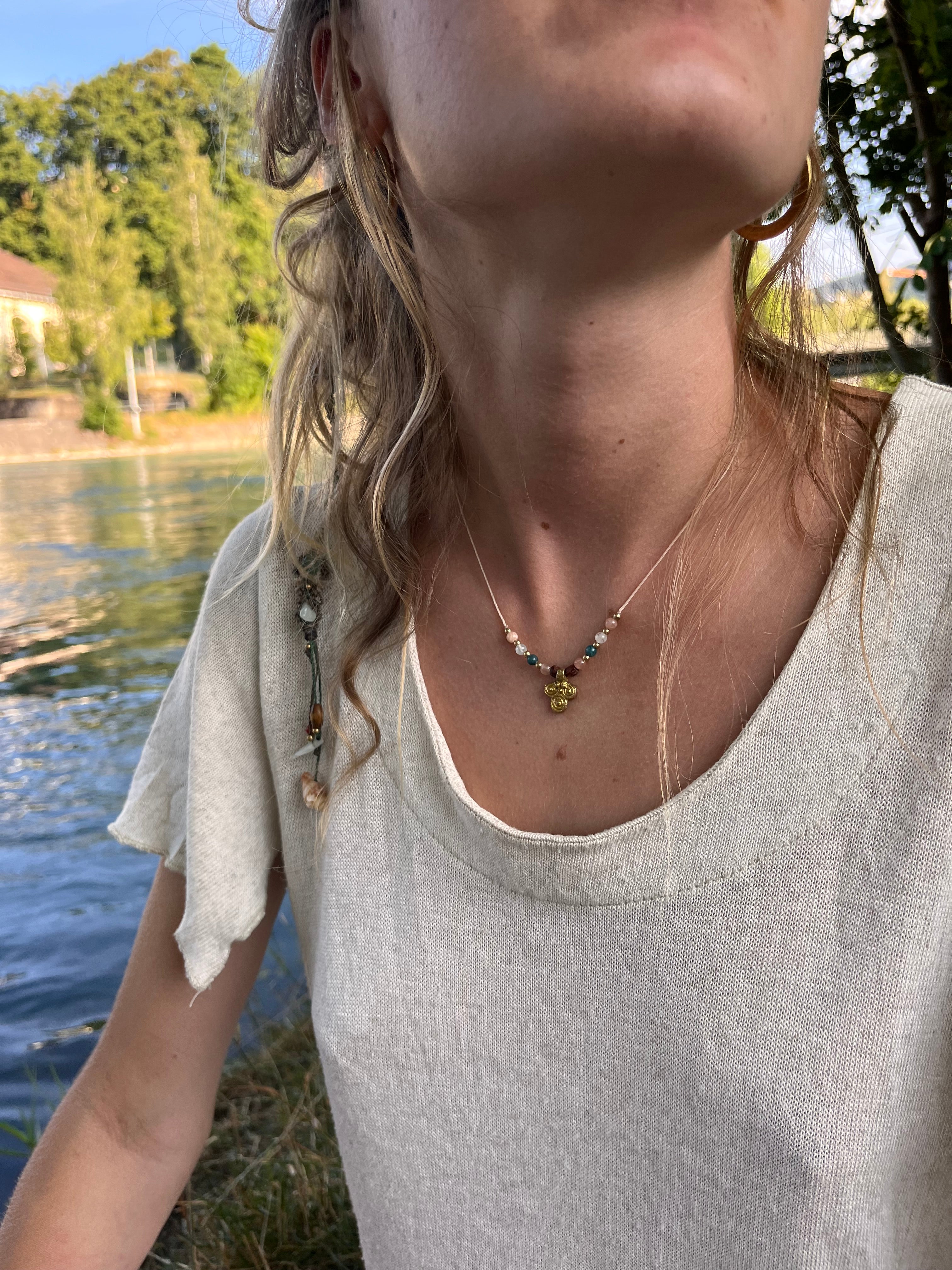 Mixed stones boho necklace