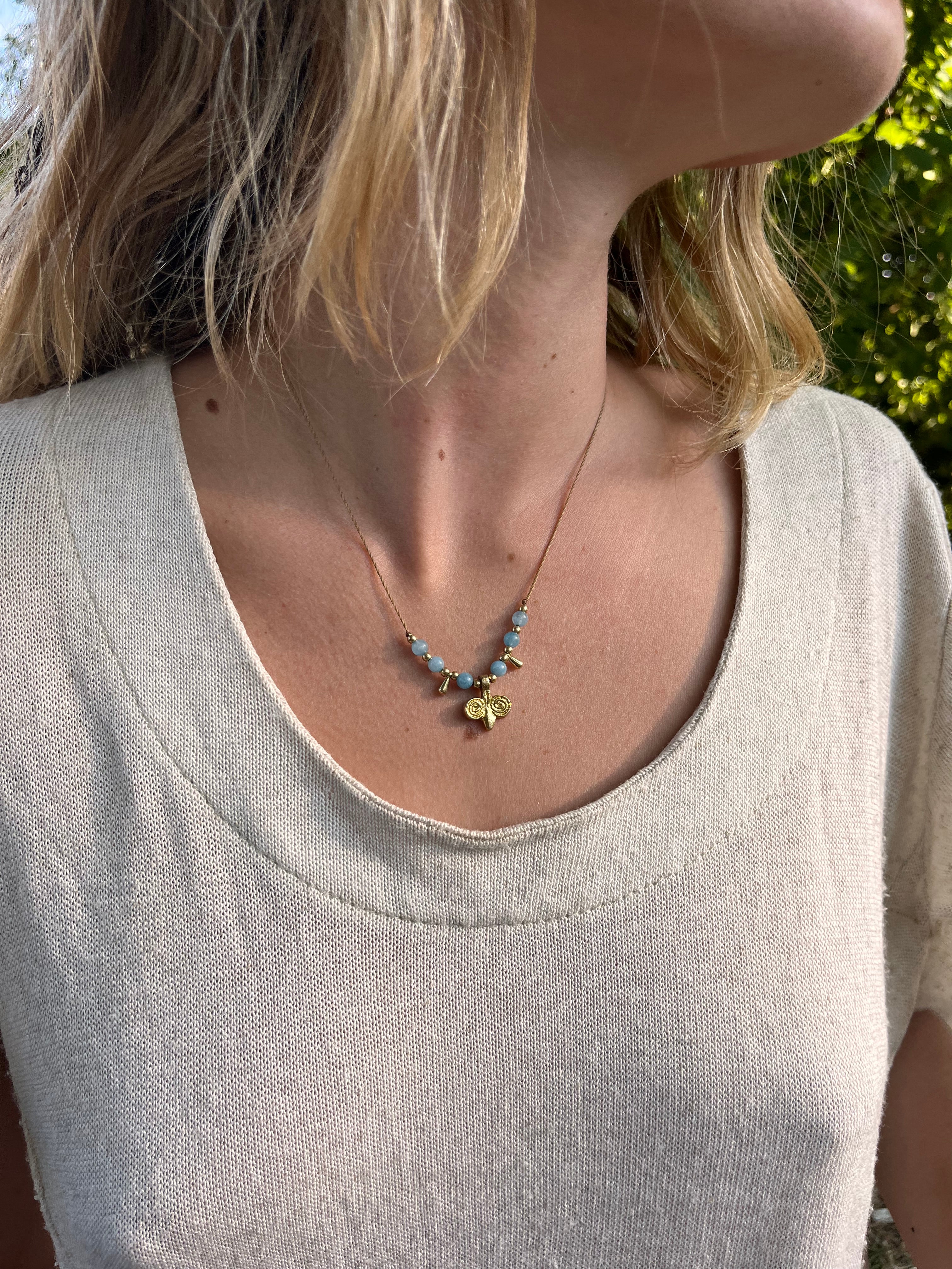 Angelite boho necklace