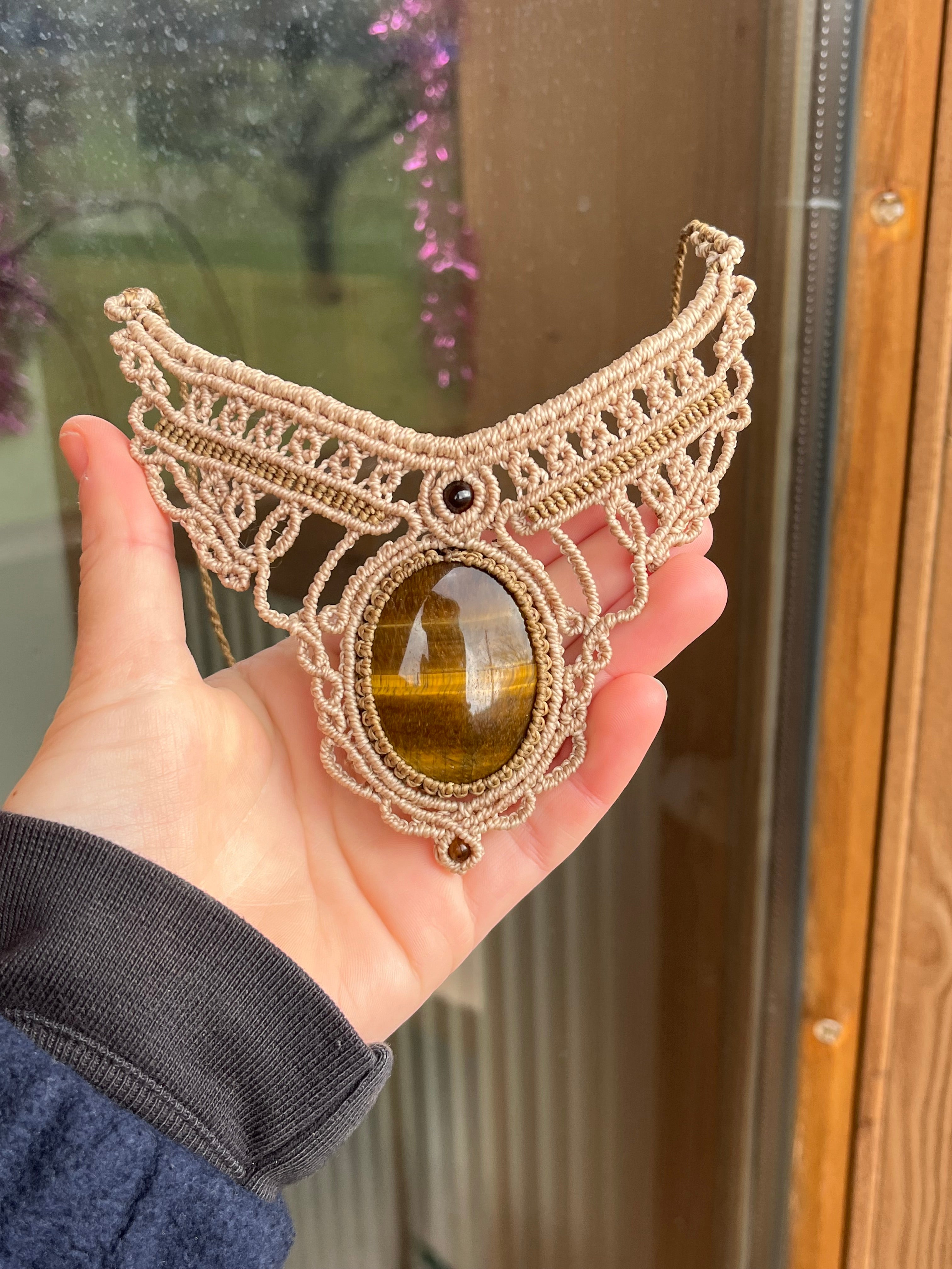 Statement Necklace with Tiger Eye Stone