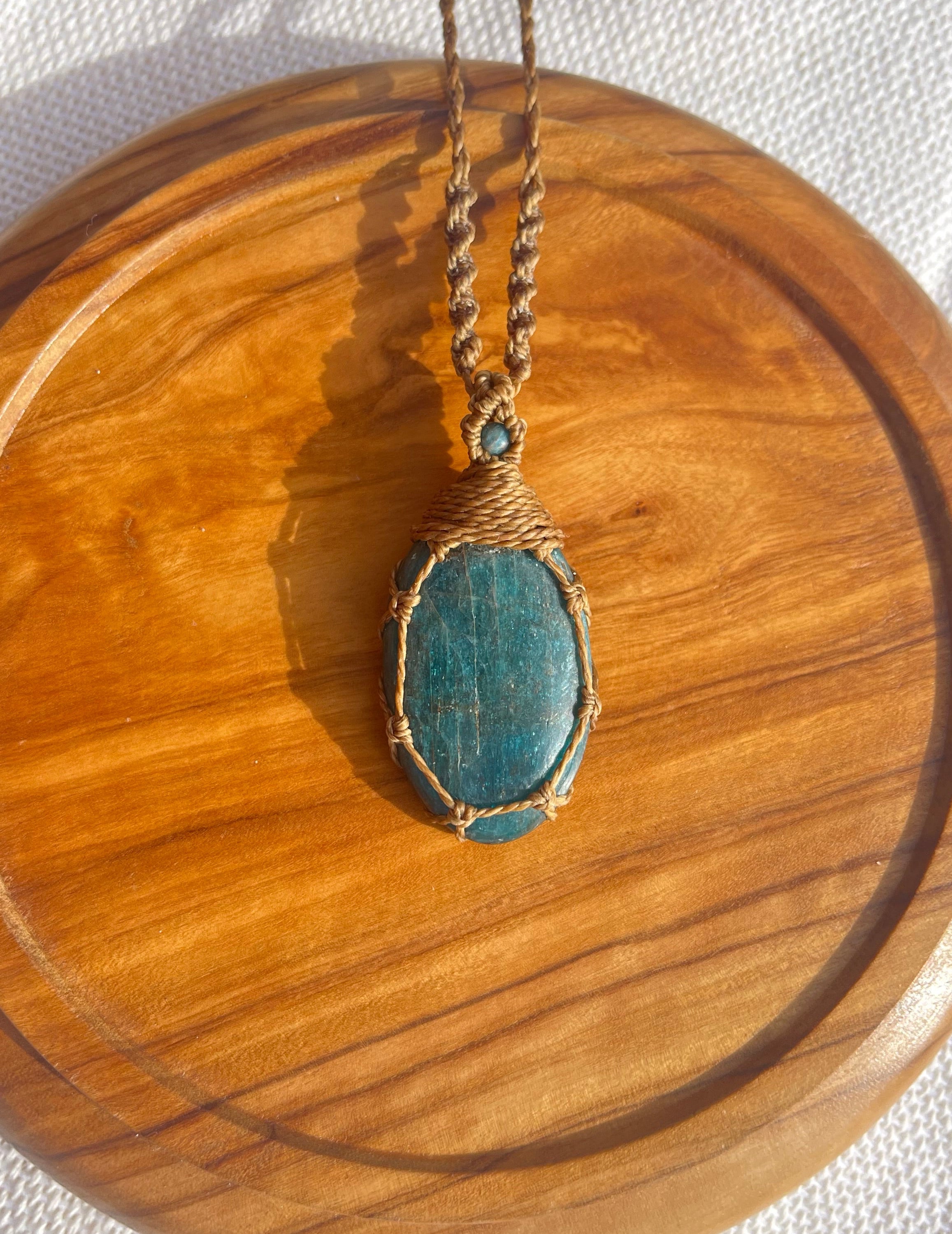 Blue Apatite Macrame Necklace