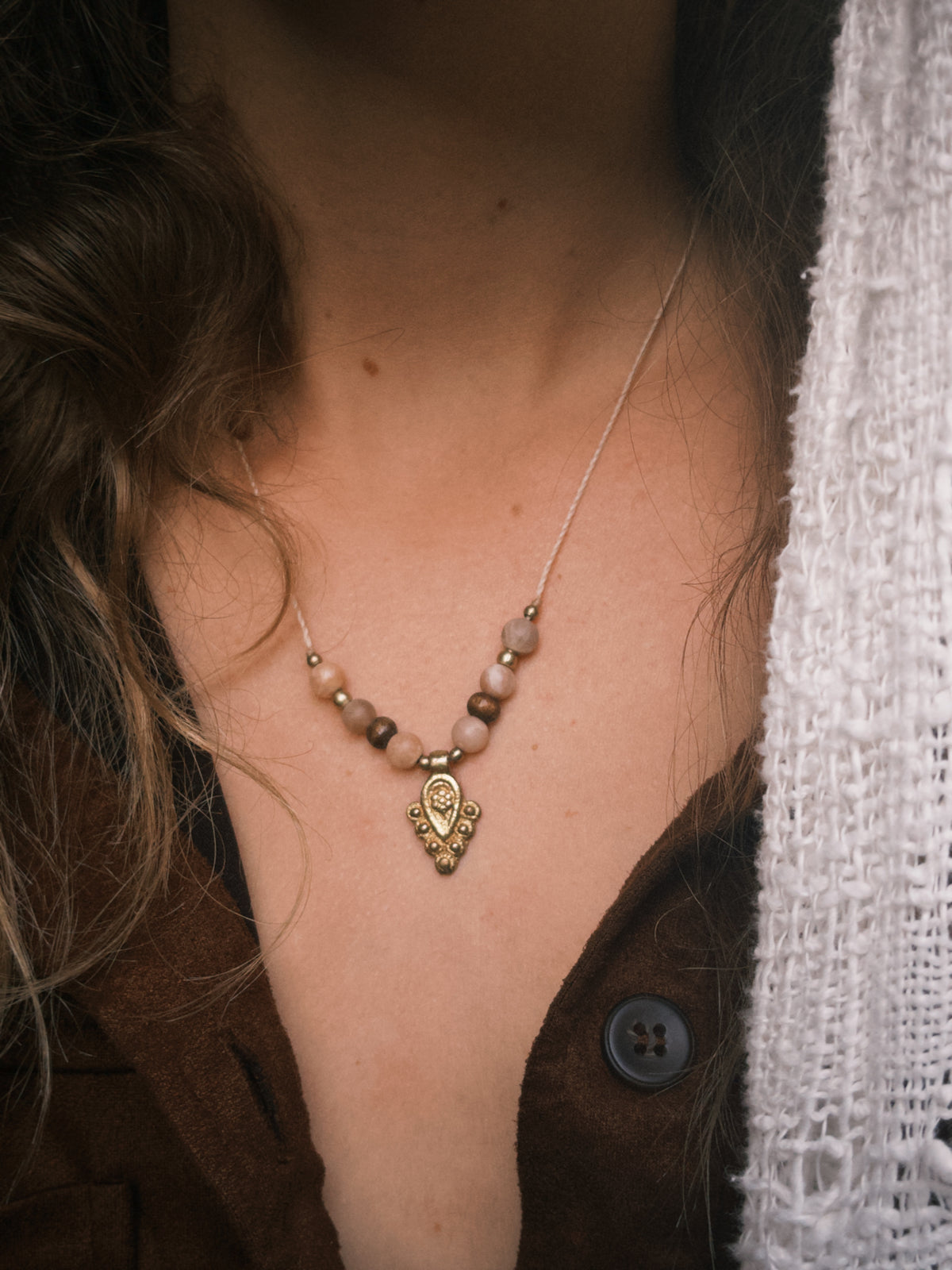 Sunstone boho necklace
