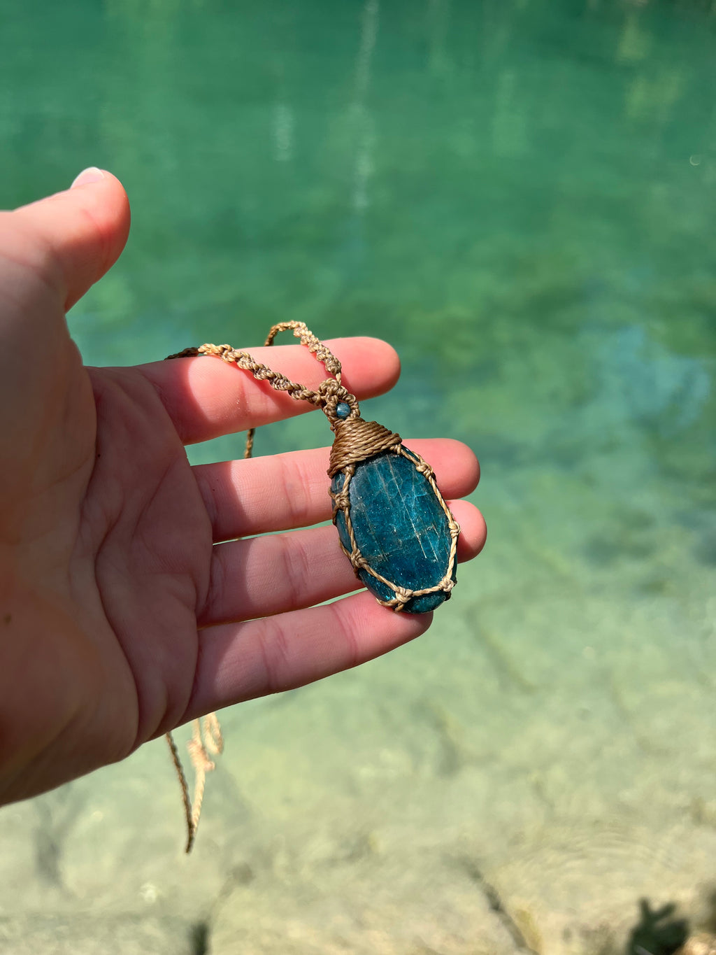 Blue Apatite Macrame Necklace