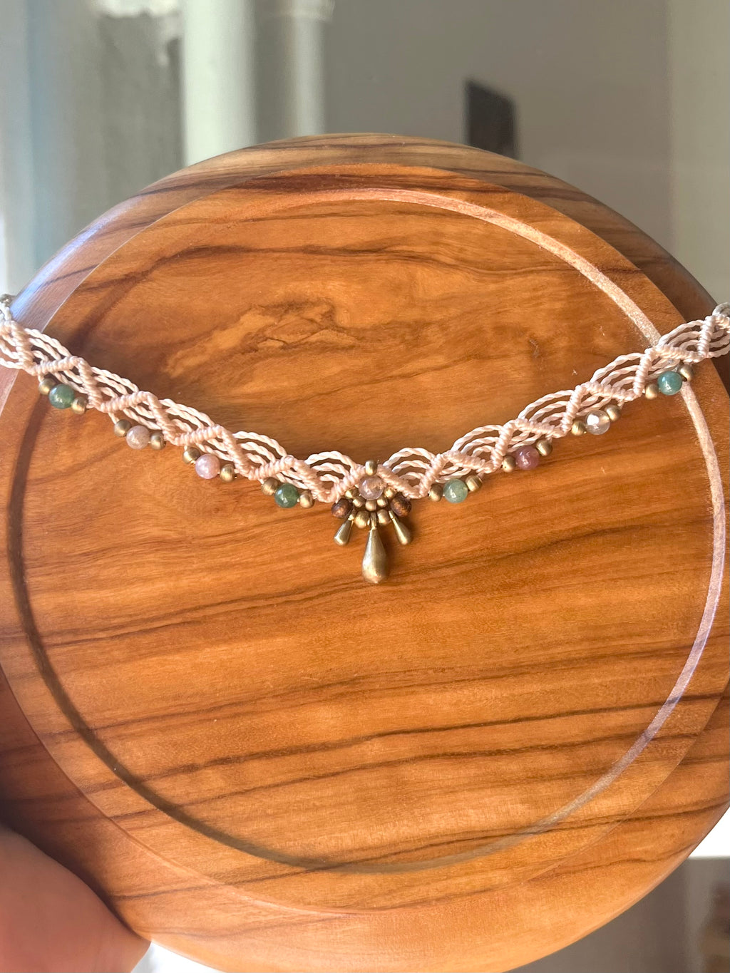 Boho choker necklace with indan agate stones🦋🍃☀️🌸