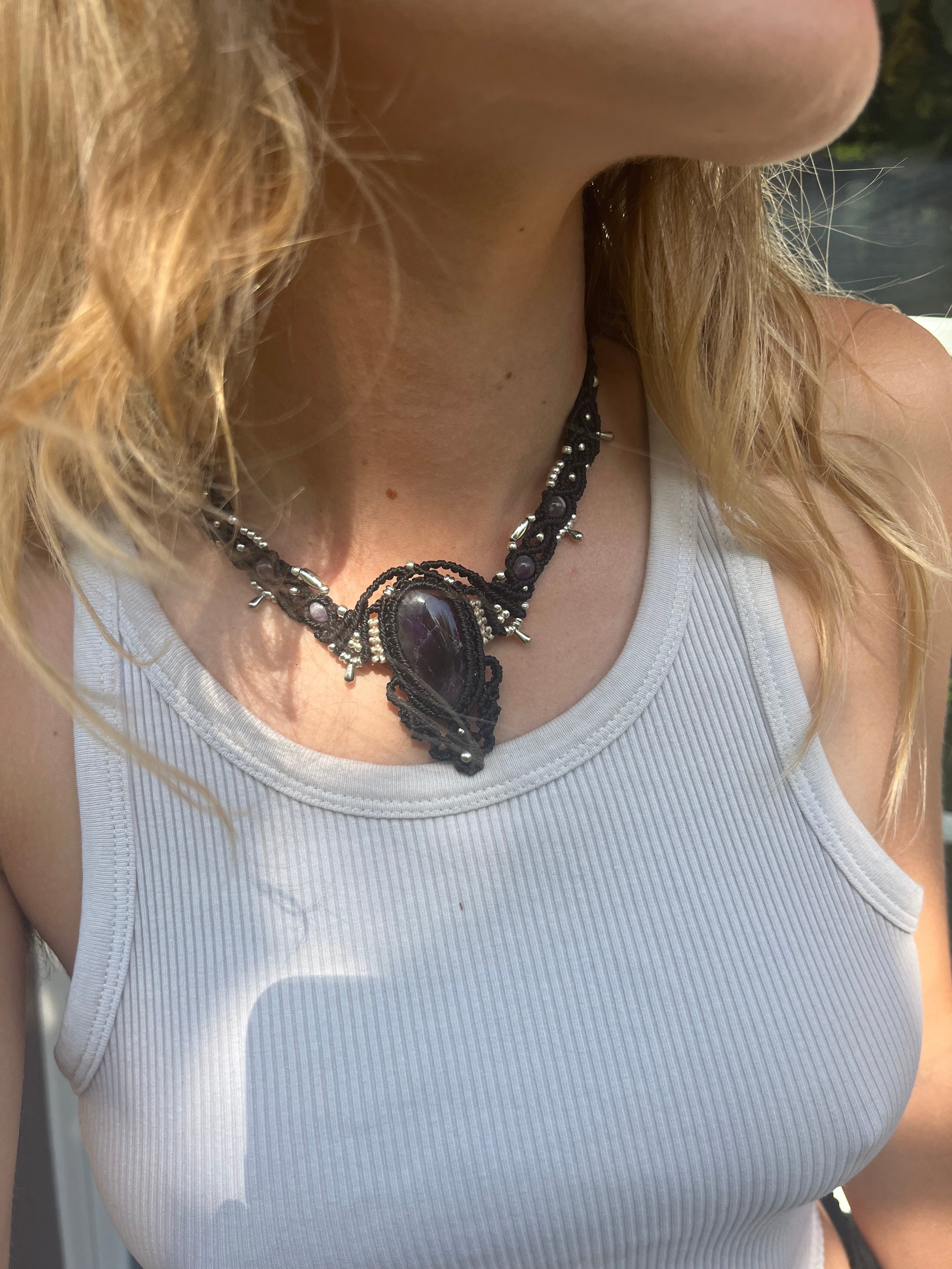Macrame Amethyst Necklace