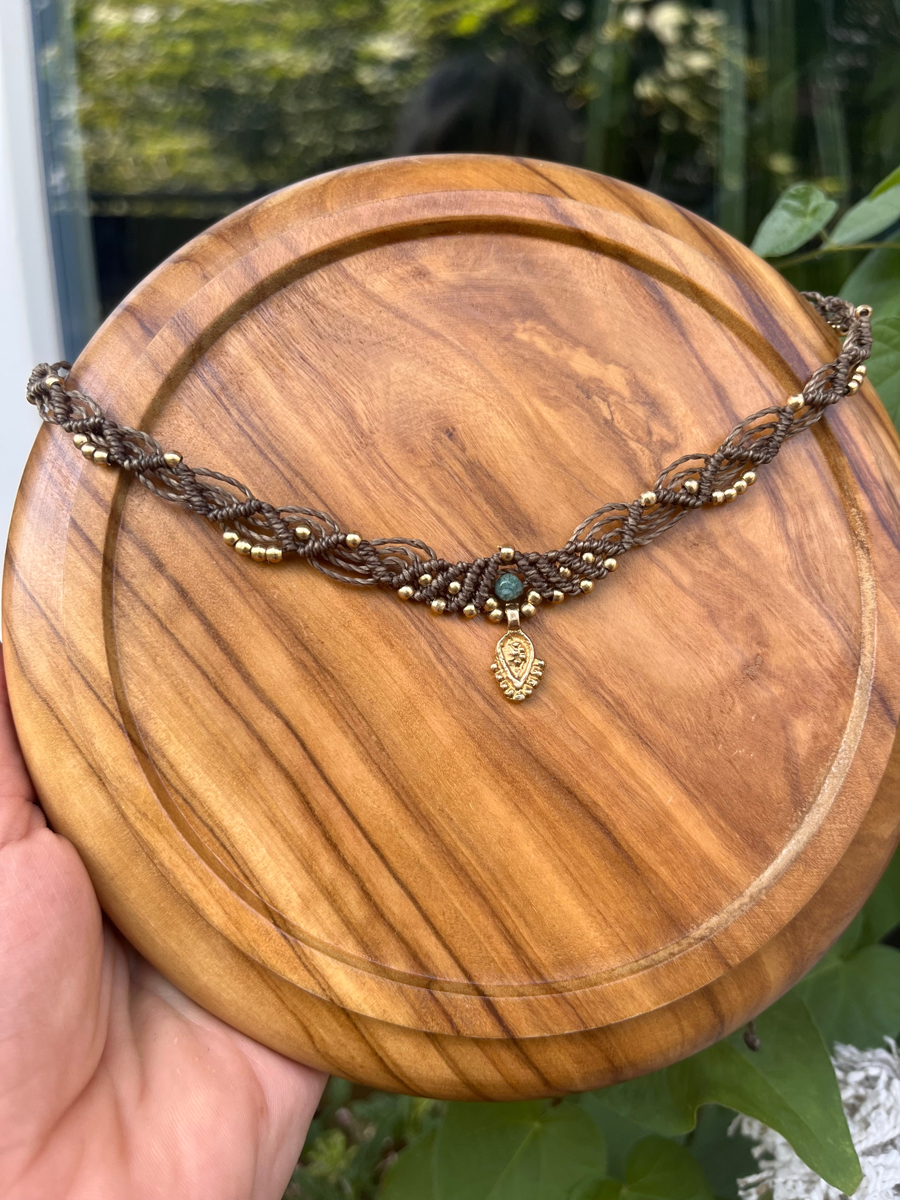 Braun & Olivegrün Choker Halskette