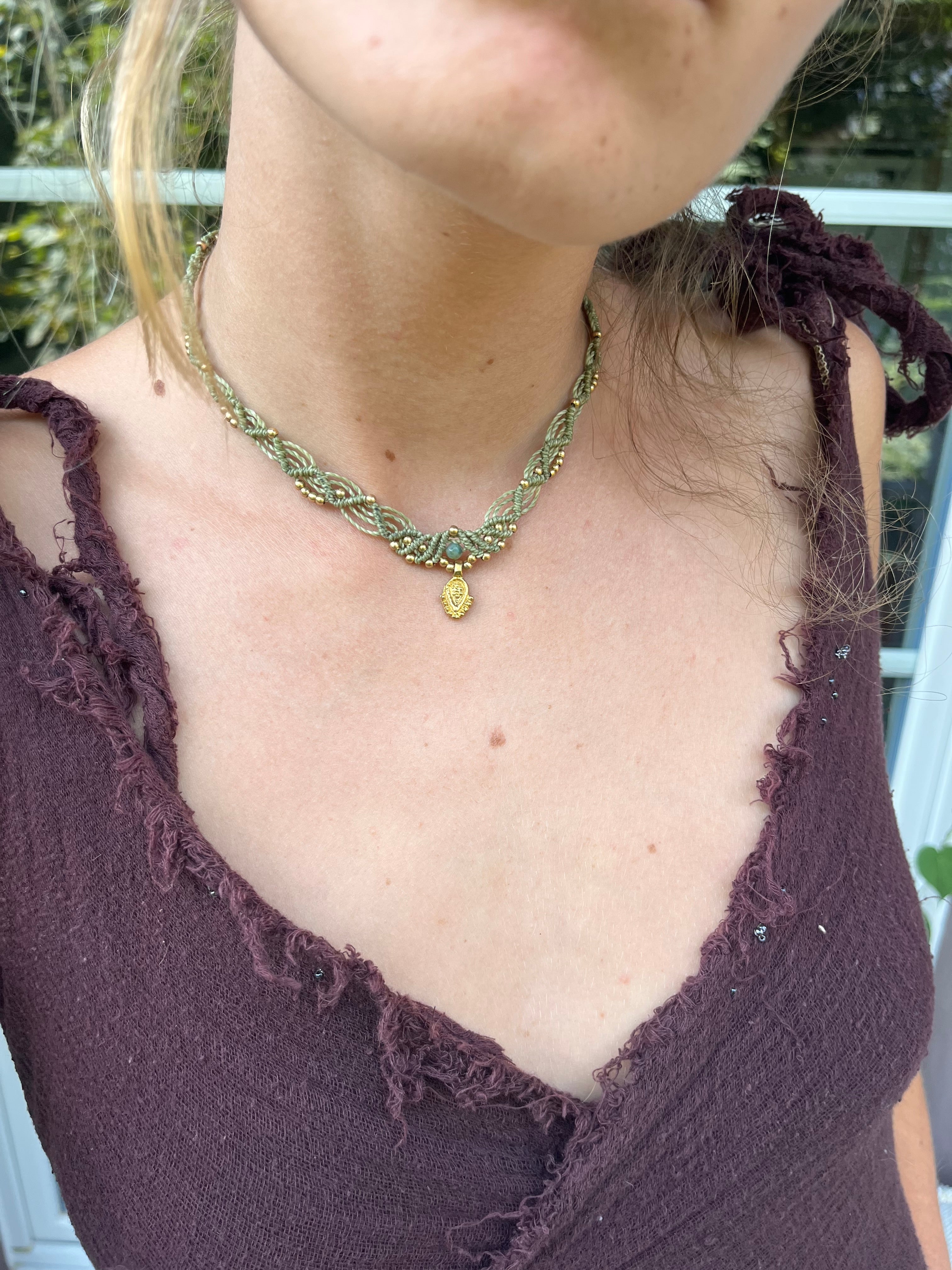 Braun & Olivegrün Choker Halskette
