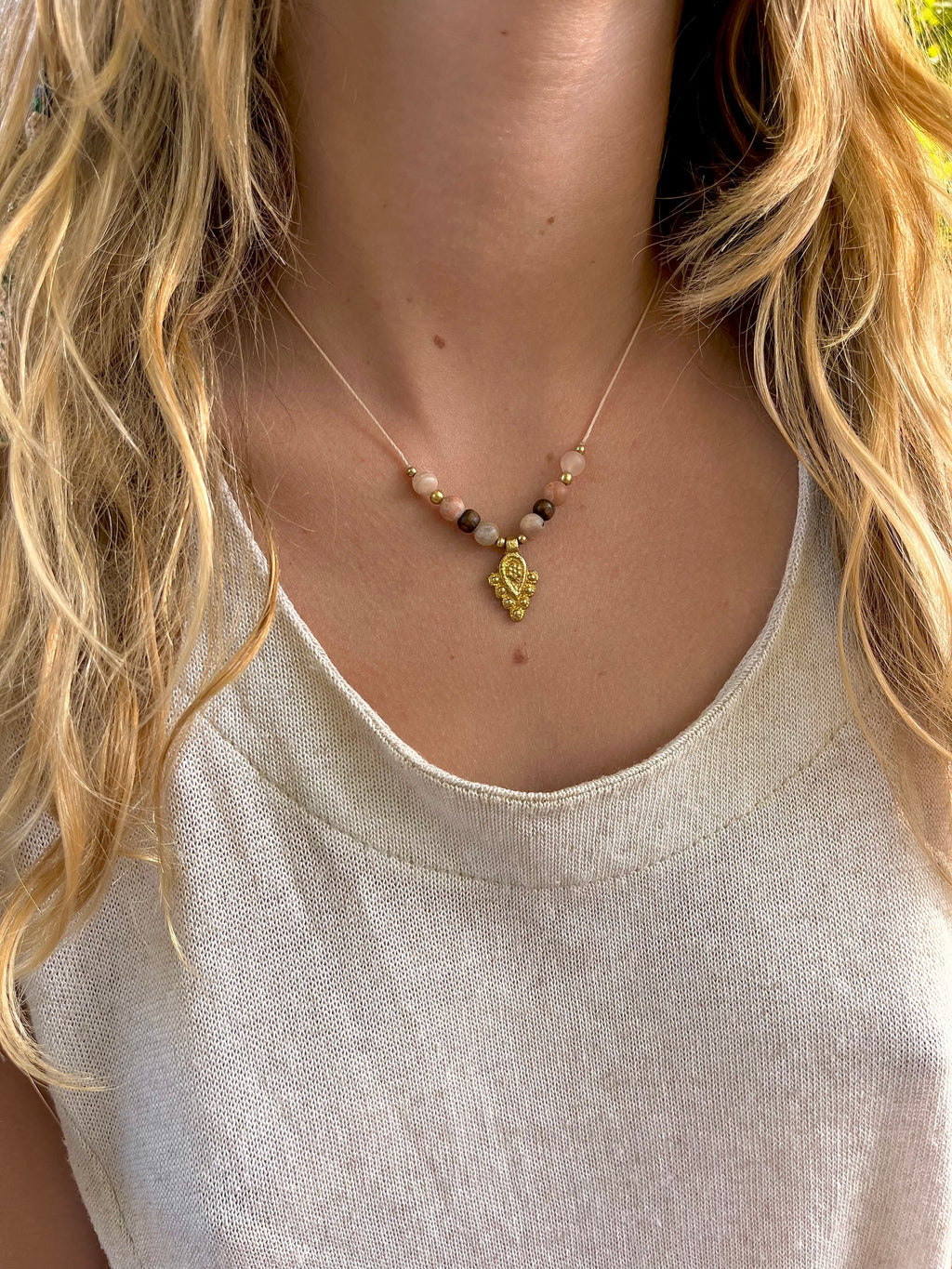 Sunstone boho necklace