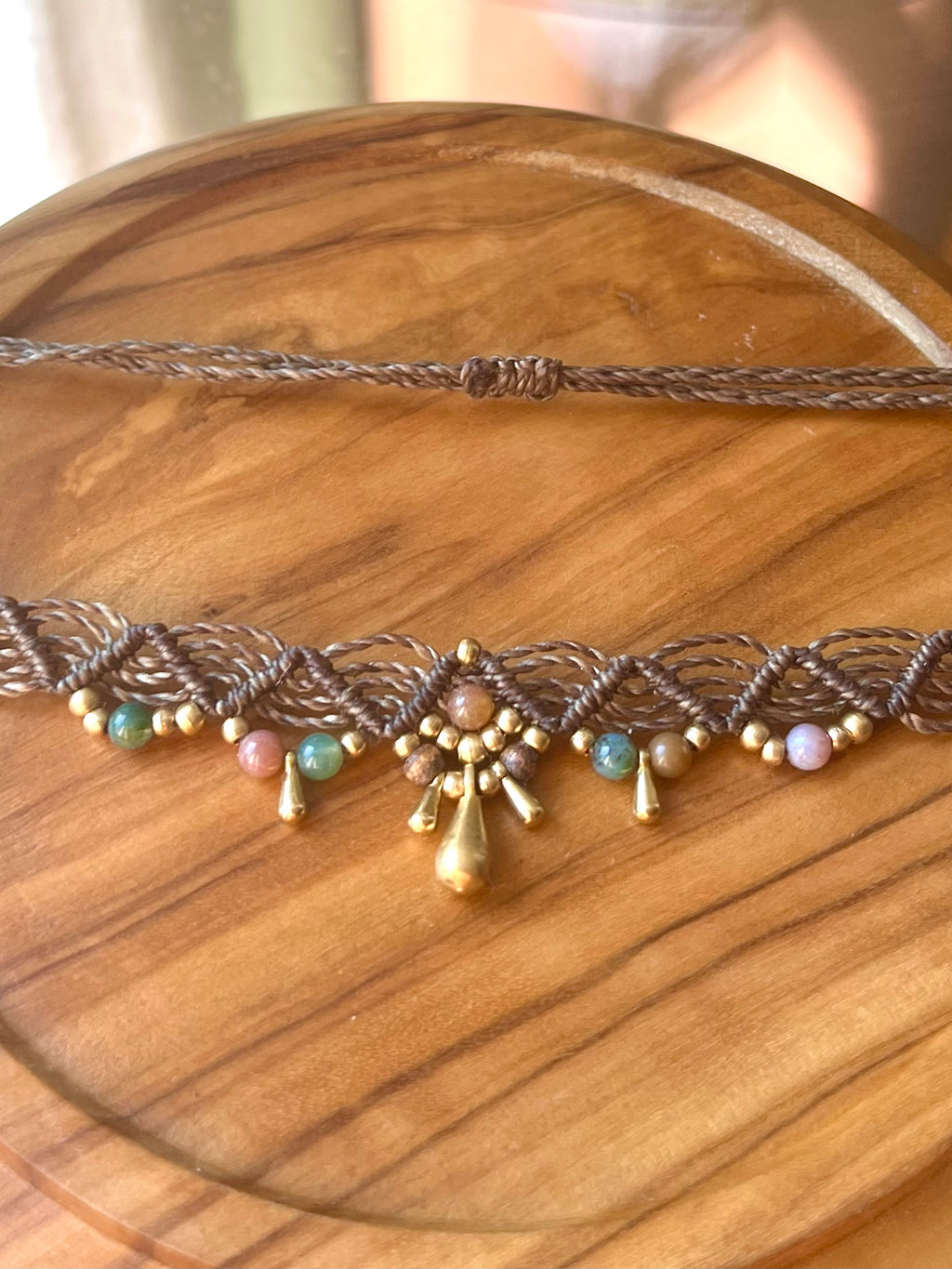 Boho choker necklace with indan agate stones🦋🍃☀️🌸