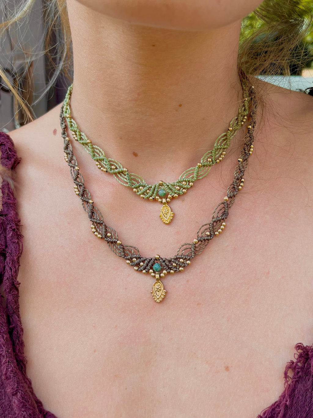 Braun & Olivegrün Choker Halskette