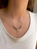 Sunstone boho necklace with silver brass beads