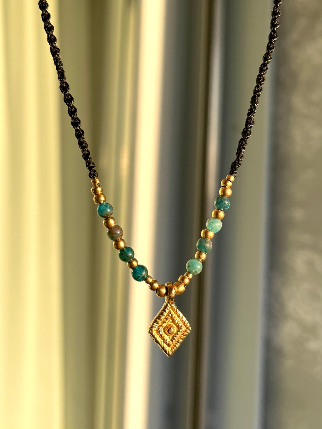 Apatite Pendant Necklace – Adjustable Boho Gemstone Necklace