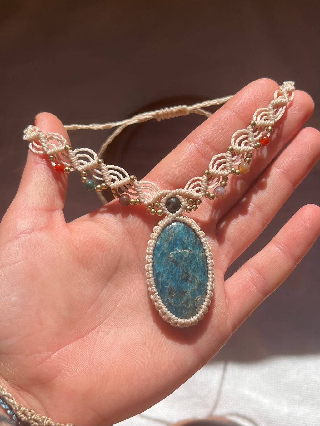 Blue Apatite Macramé Necklace