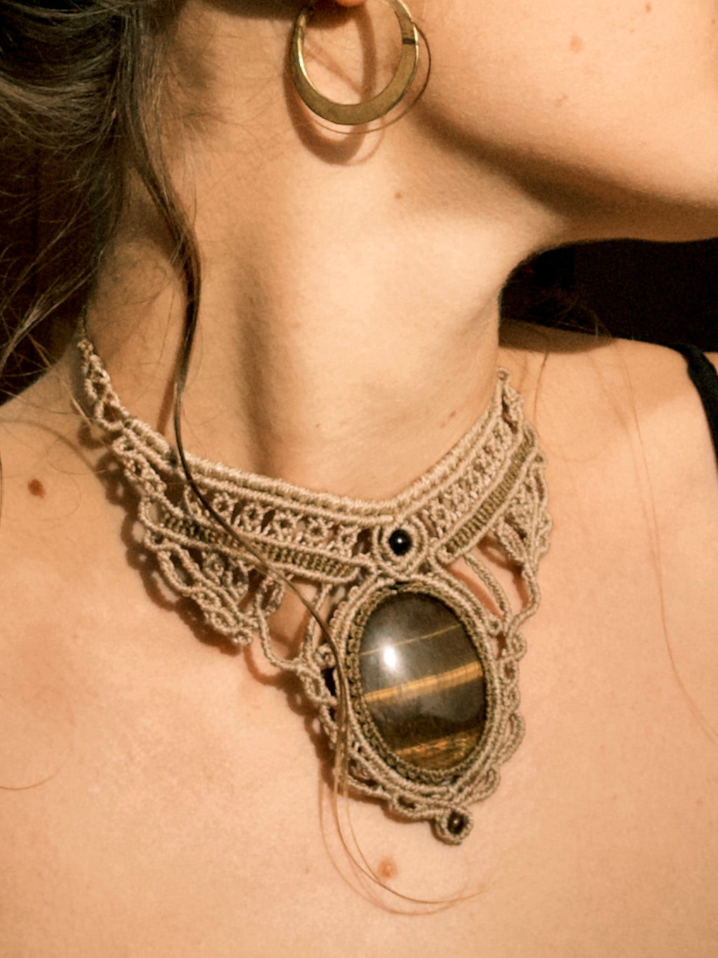 Statement Necklace with Tiger Eye Stone