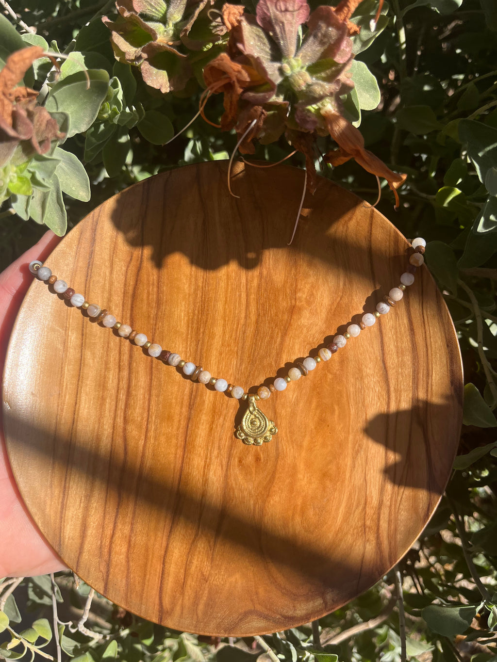 Natural Stone Charm Necklace – Apatite or Botswana Agate