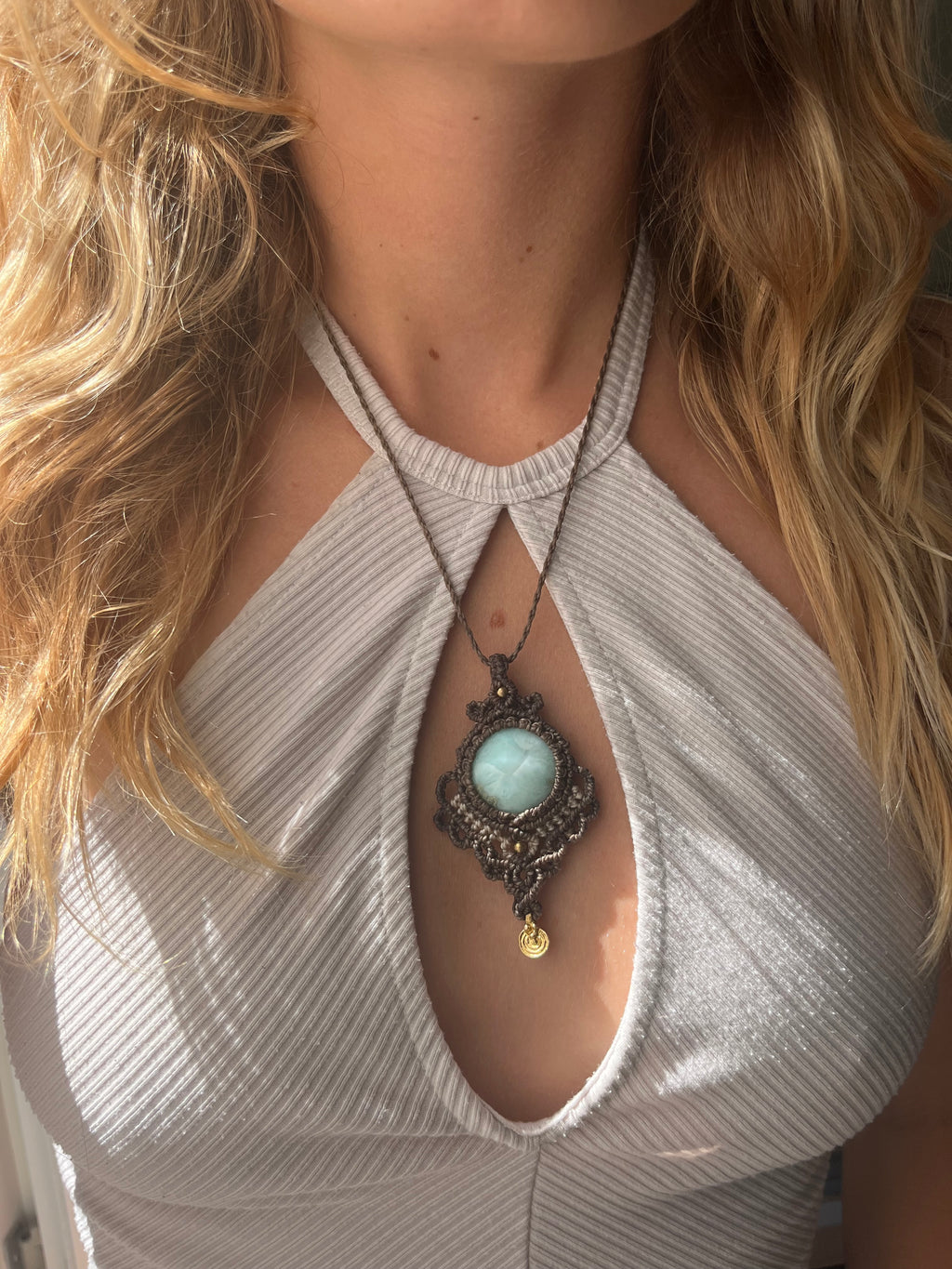 Larimar Necklace – Ocean Blue Gemstone Pendant 🐬🐚🌊