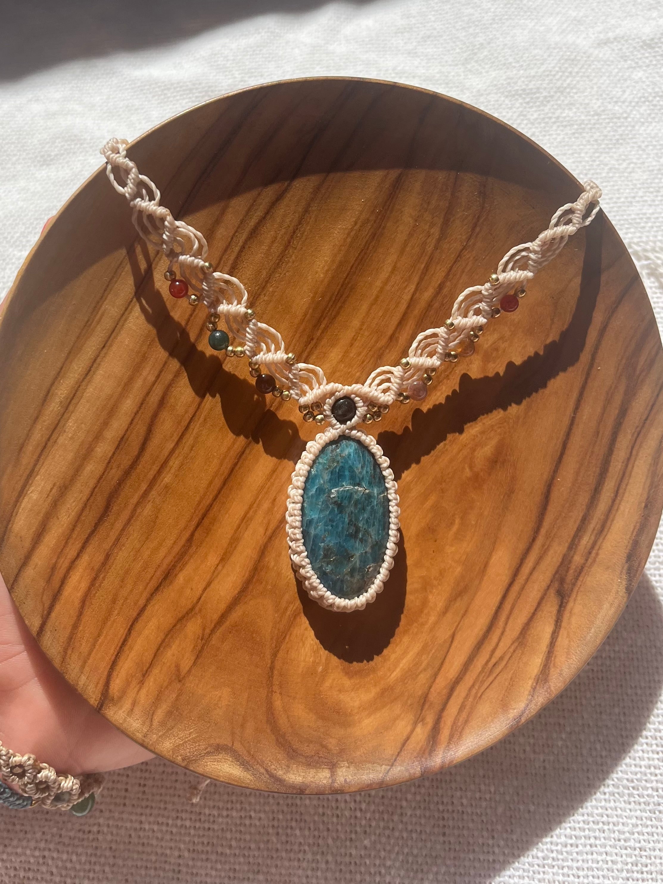 Blue Apatite Macramé Necklace