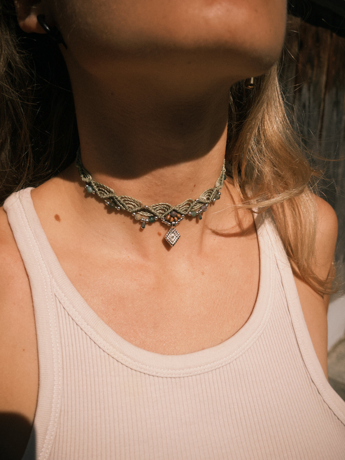 Olivgrüne choker Halskette 