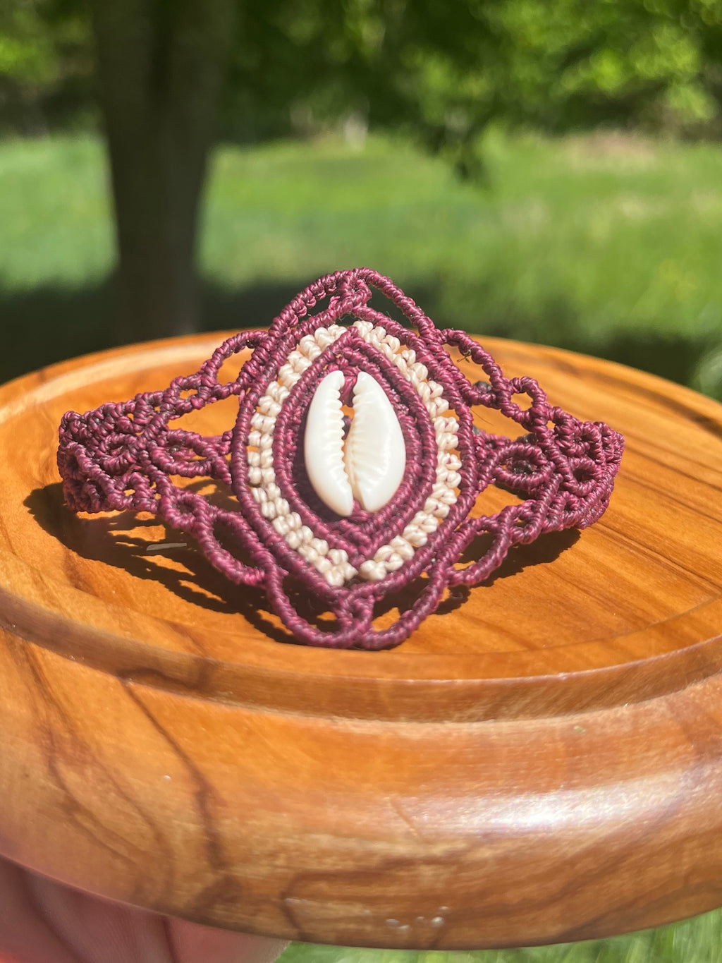 Boho Macrame Bracelet with Cowrie Shell