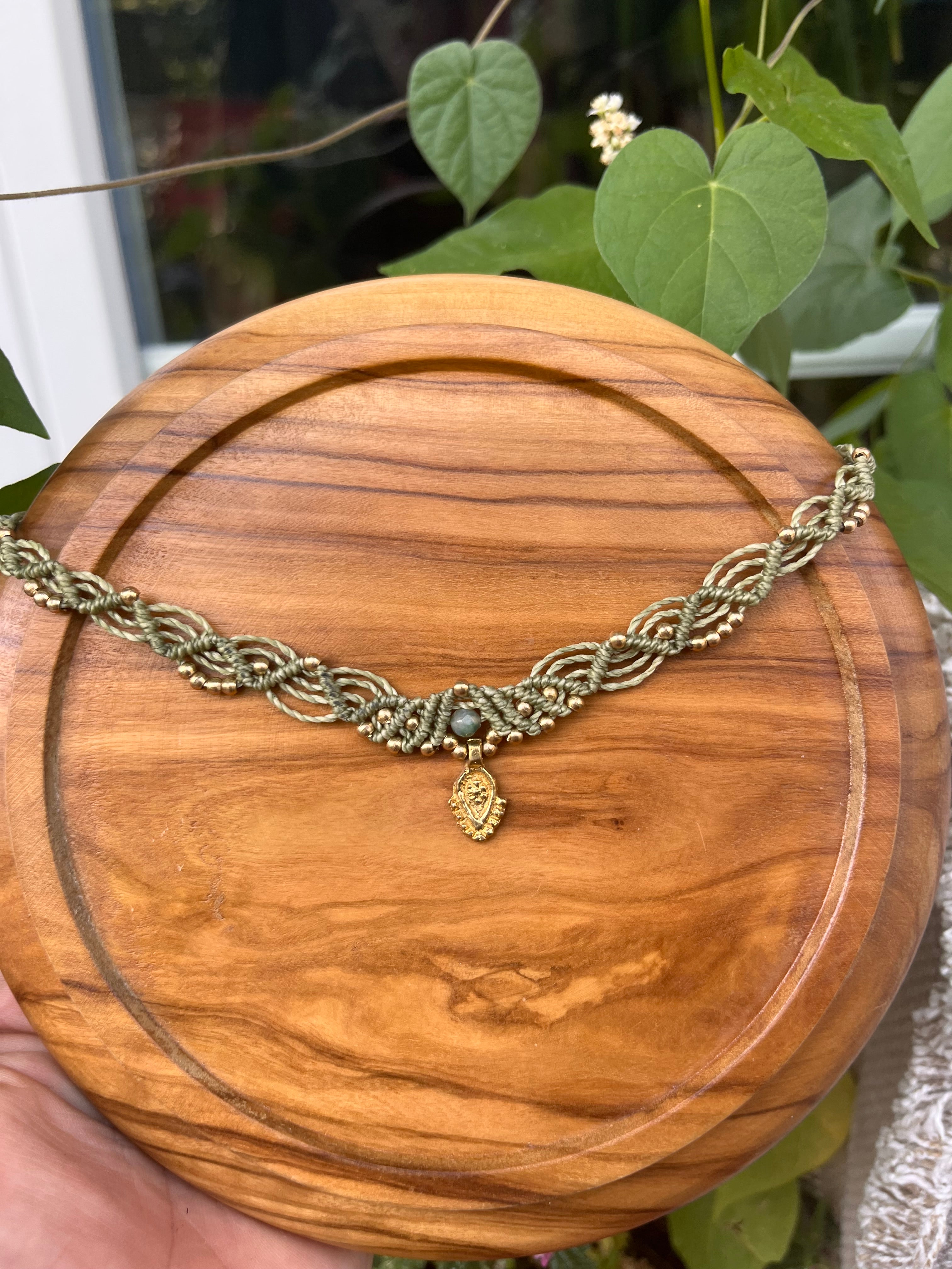 Braun & Olivegrün Choker Halskette