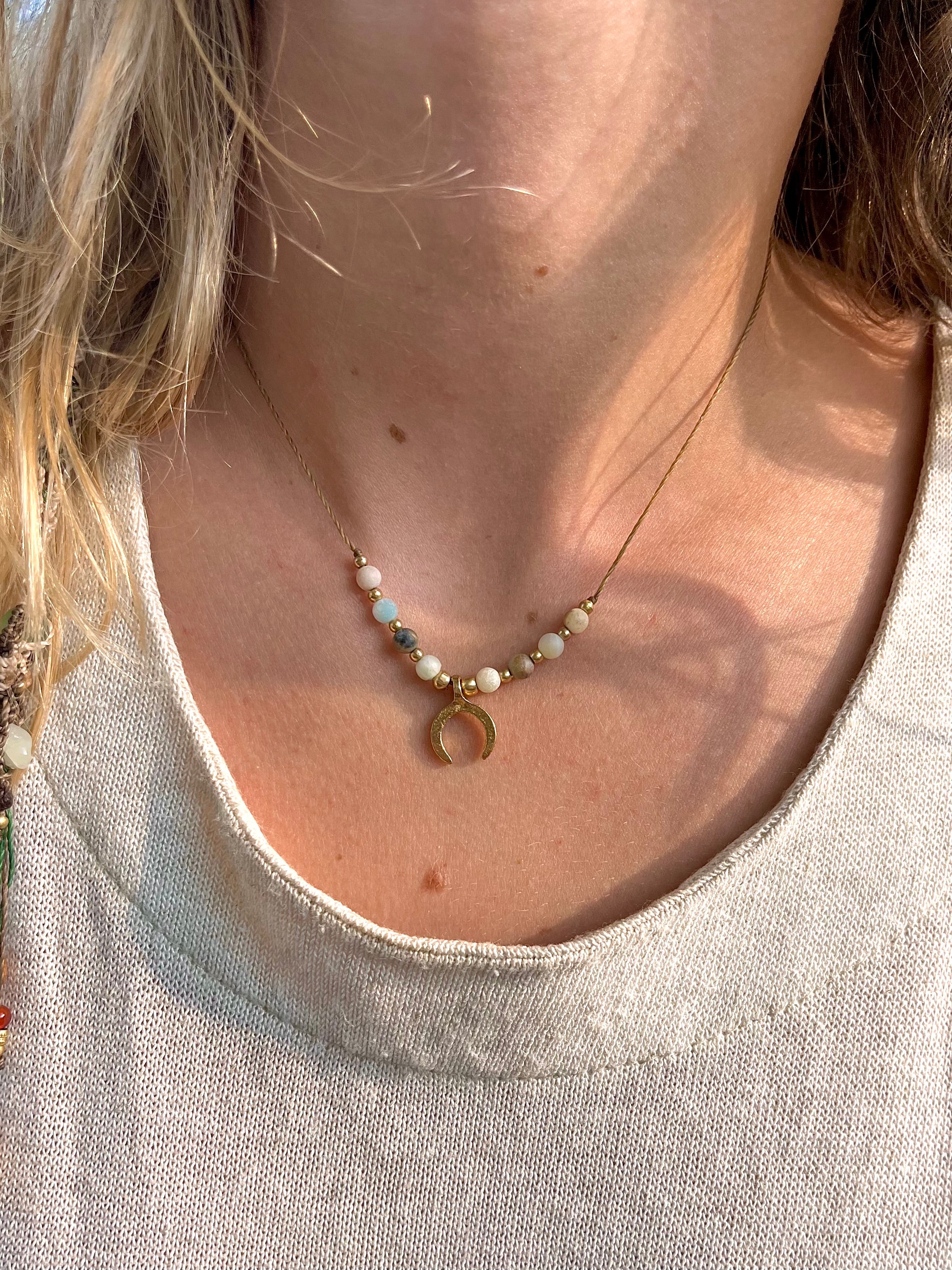 Amazonite stone necklace