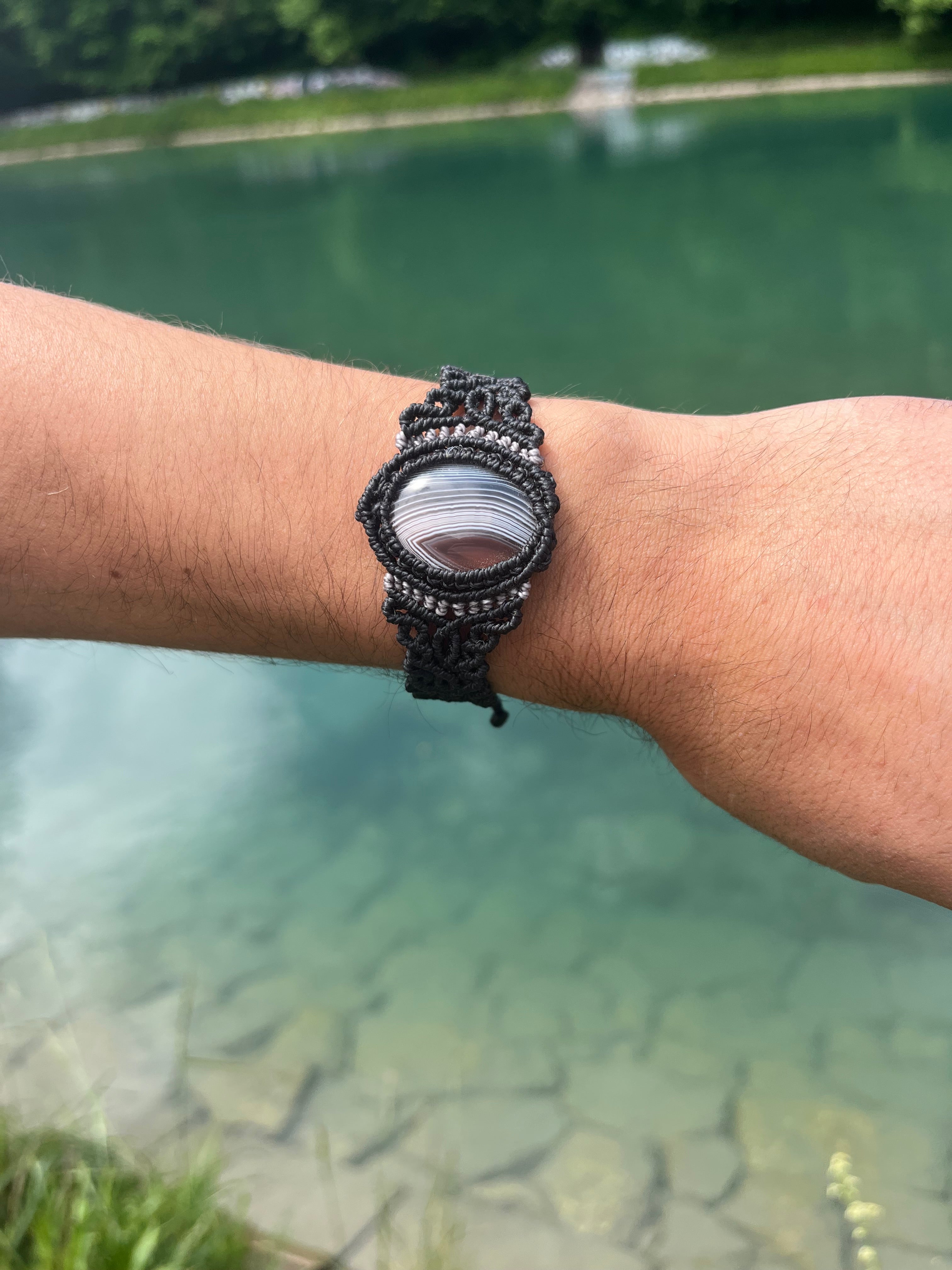 Botswana Agate Macrame Bracelet