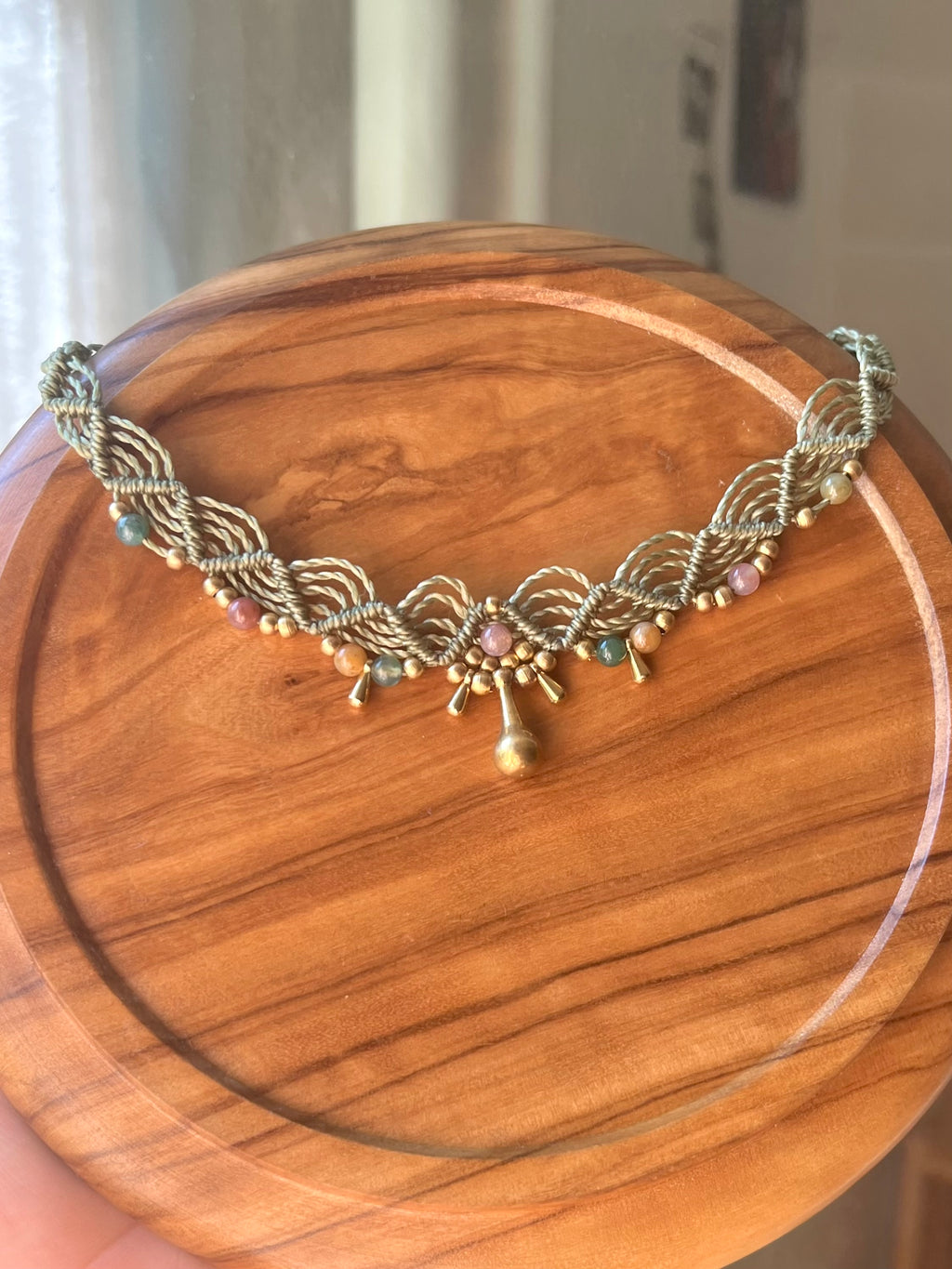 Boho choker necklace with indan agate stones🦋🍃☀️🌸