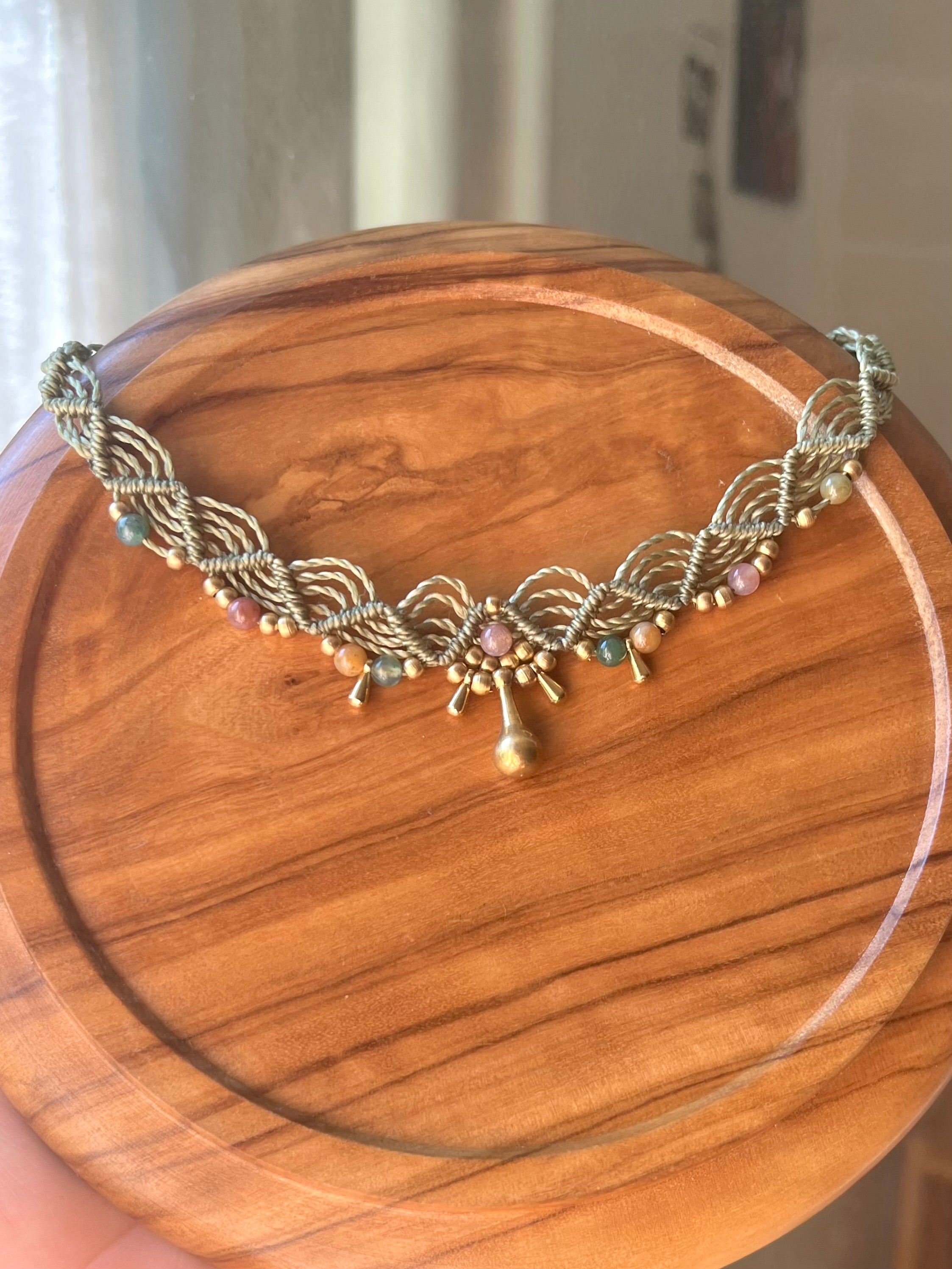 Boho choker necklace with indan agate stones🦋🍃☀️🌸