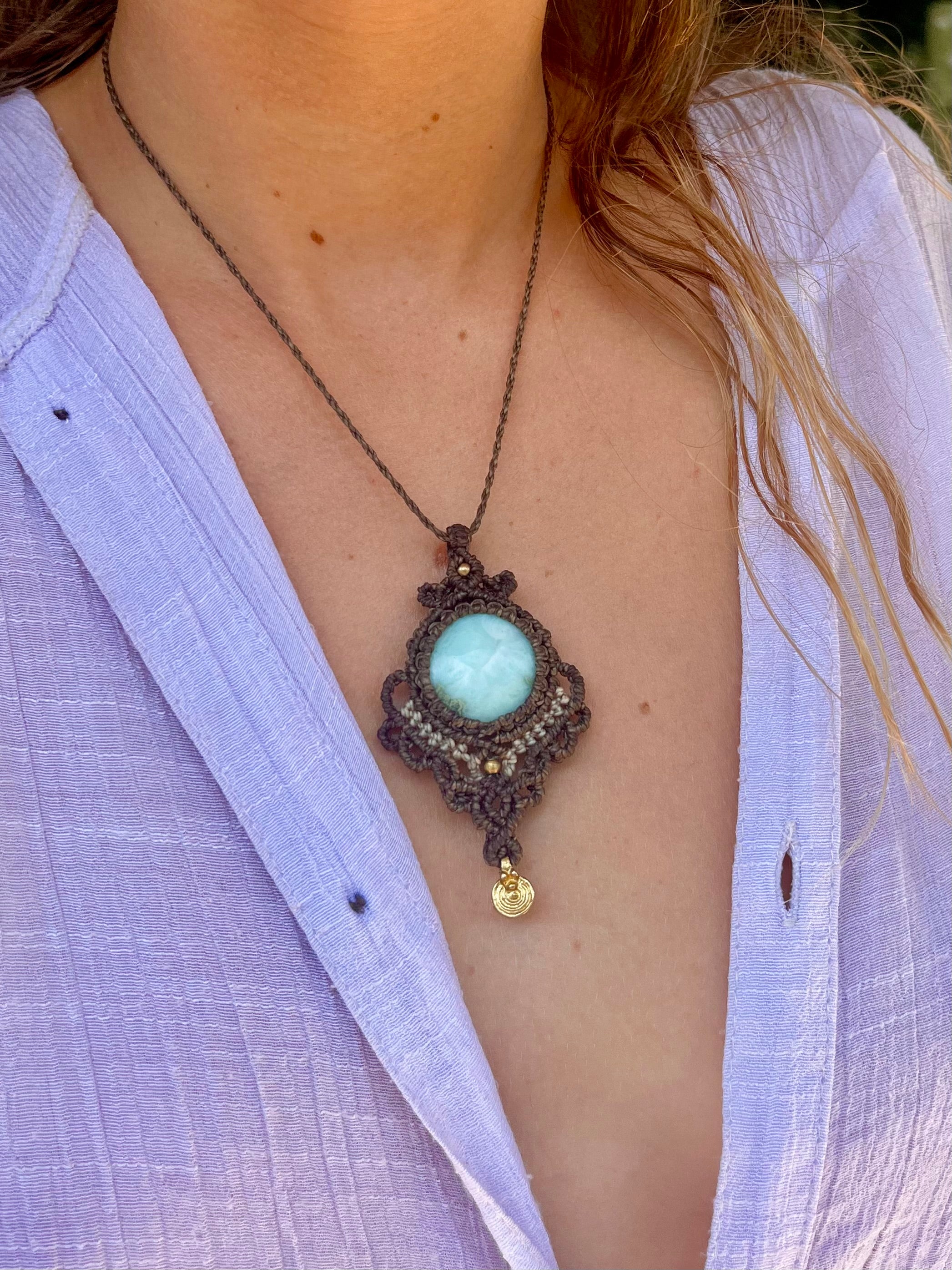 Larimar Necklace – Ocean Blue Gemstone Pendant 🐬🐚🌊