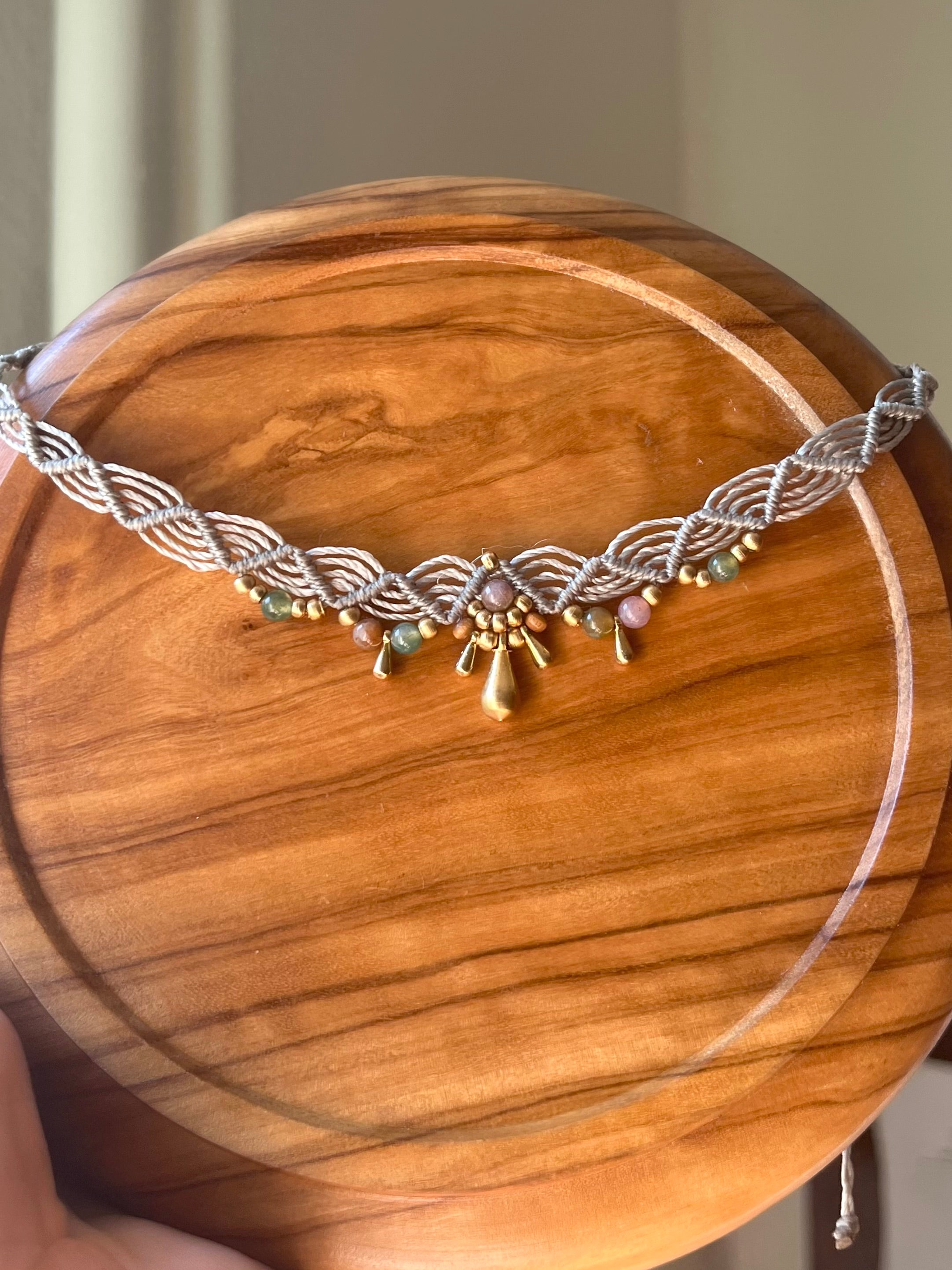 Boho choker necklace with indan agate stones🦋🍃☀️🌸