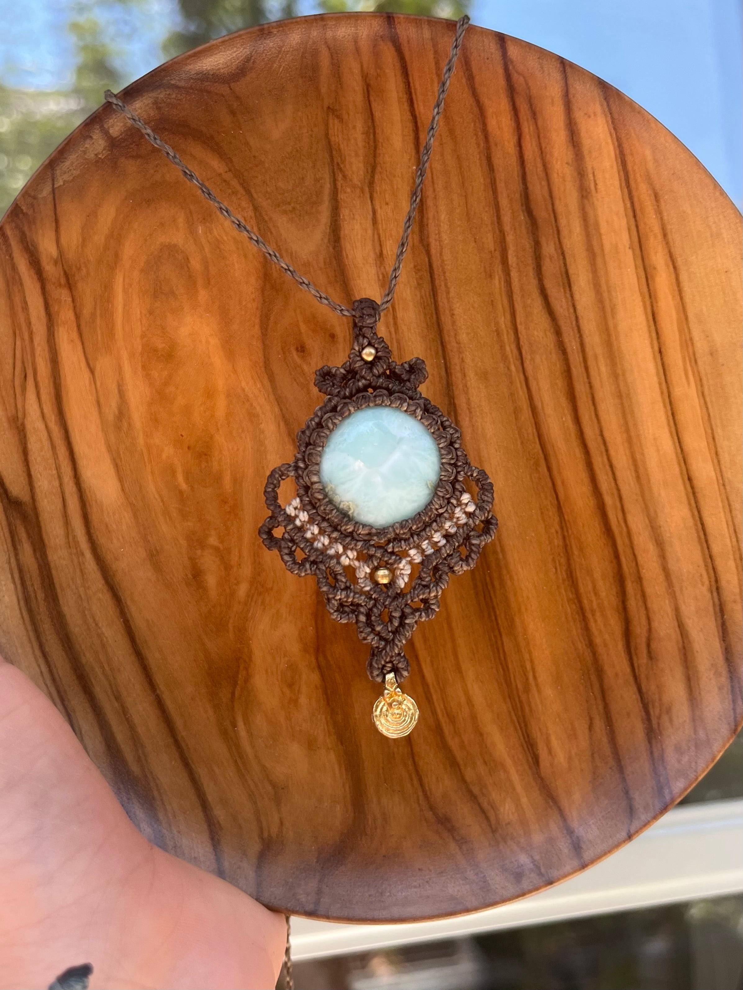 Larimar Necklace – Ocean Blue Gemstone Pendant 🐬🐚🌊