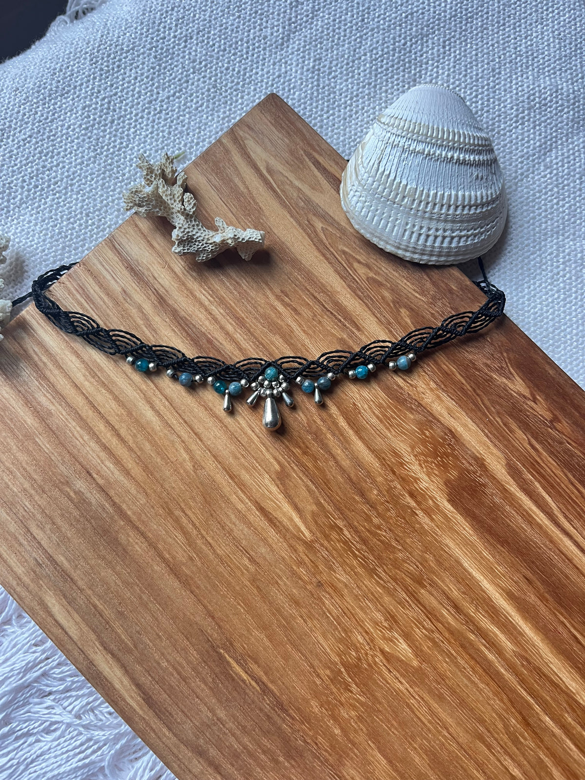 Makramee Choker mit Apatit