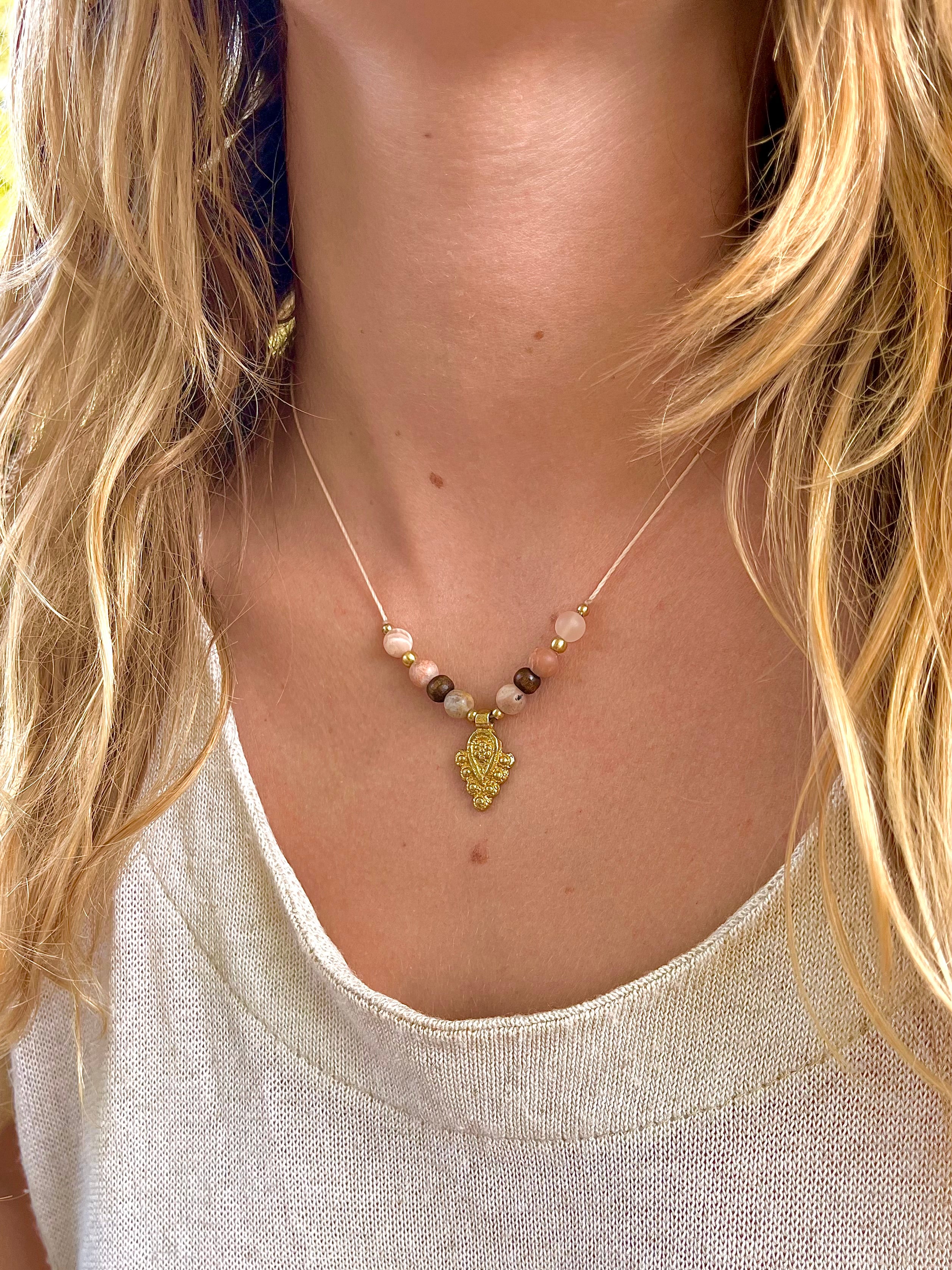 Sunstone boho necklace