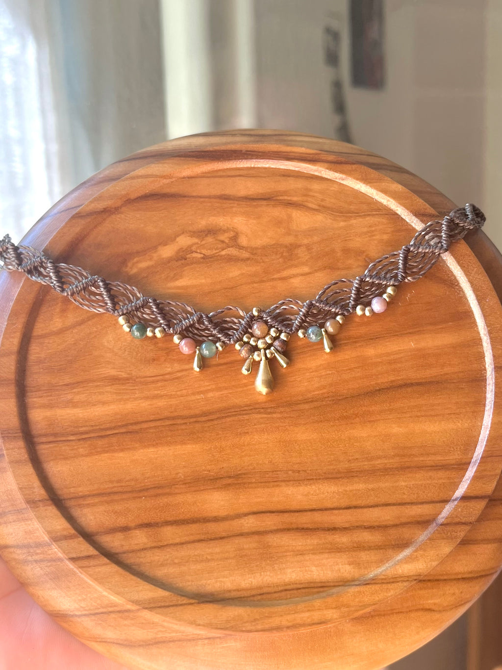 Boho choker necklace with indan agate stones🦋🍃☀️🌸