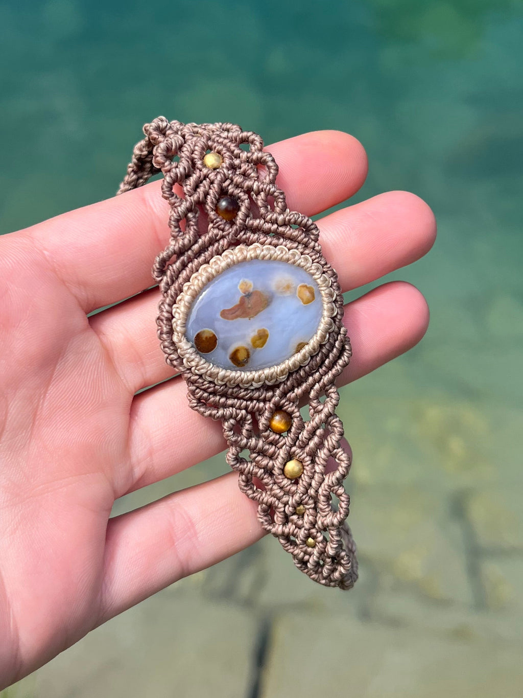 Chalcedony Stone Macrame Bracelet