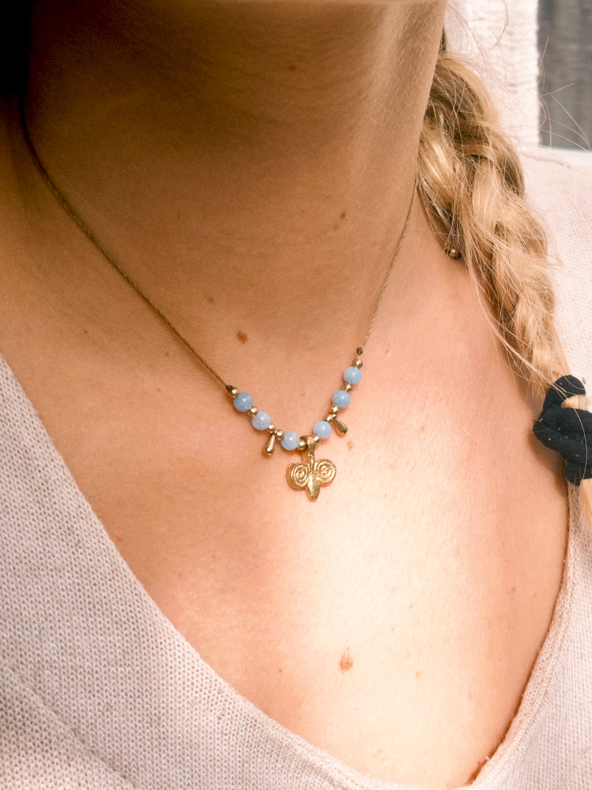 Angelite boho necklace