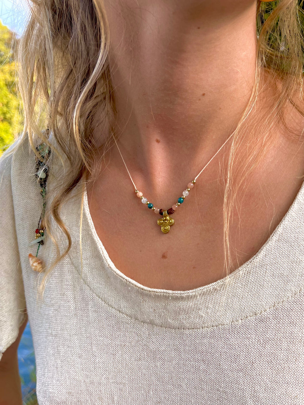 Mixed stones boho necklace