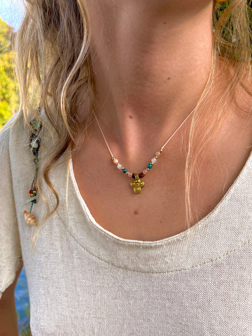 Mixed stones boho necklace