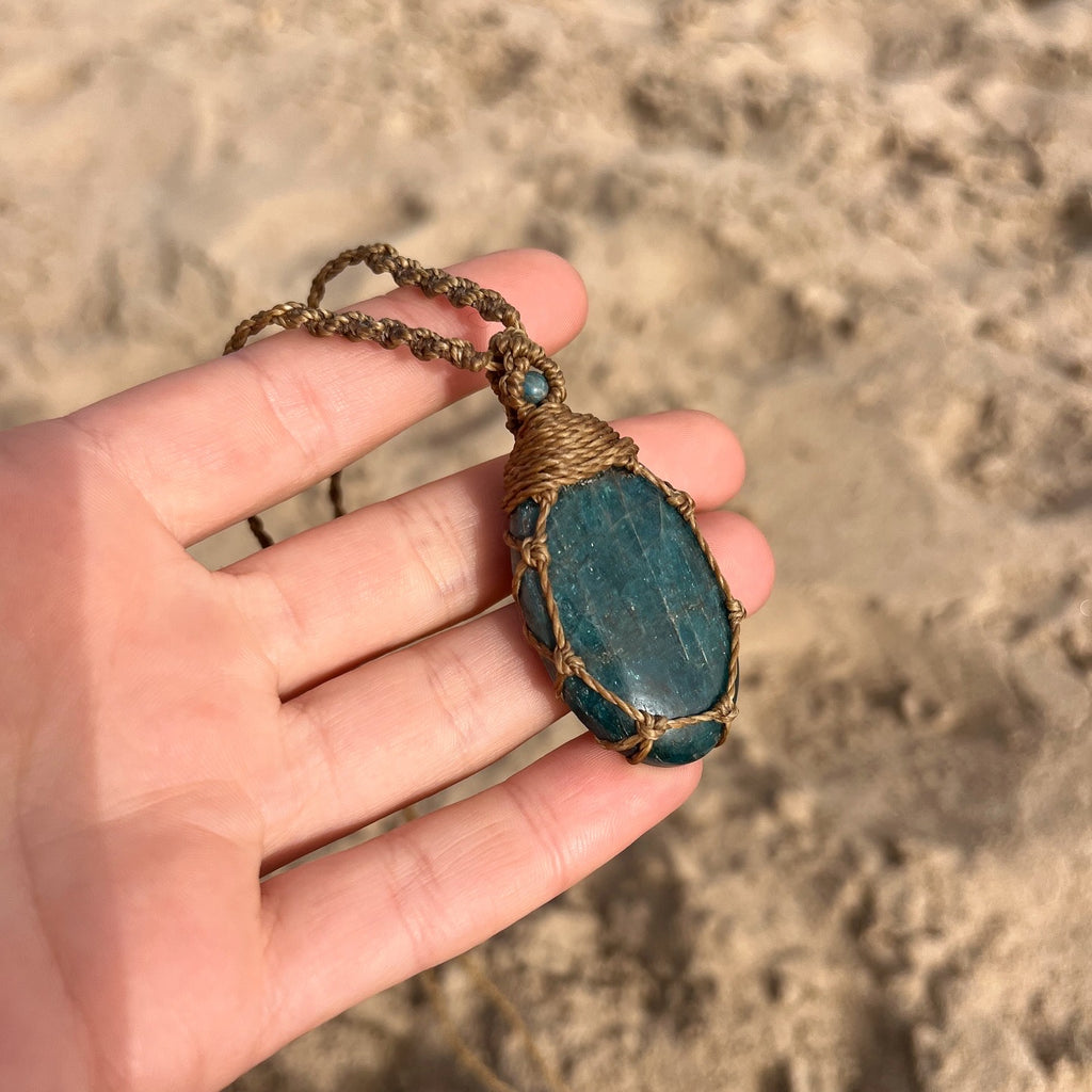 Blue Apatite Macrame Necklace