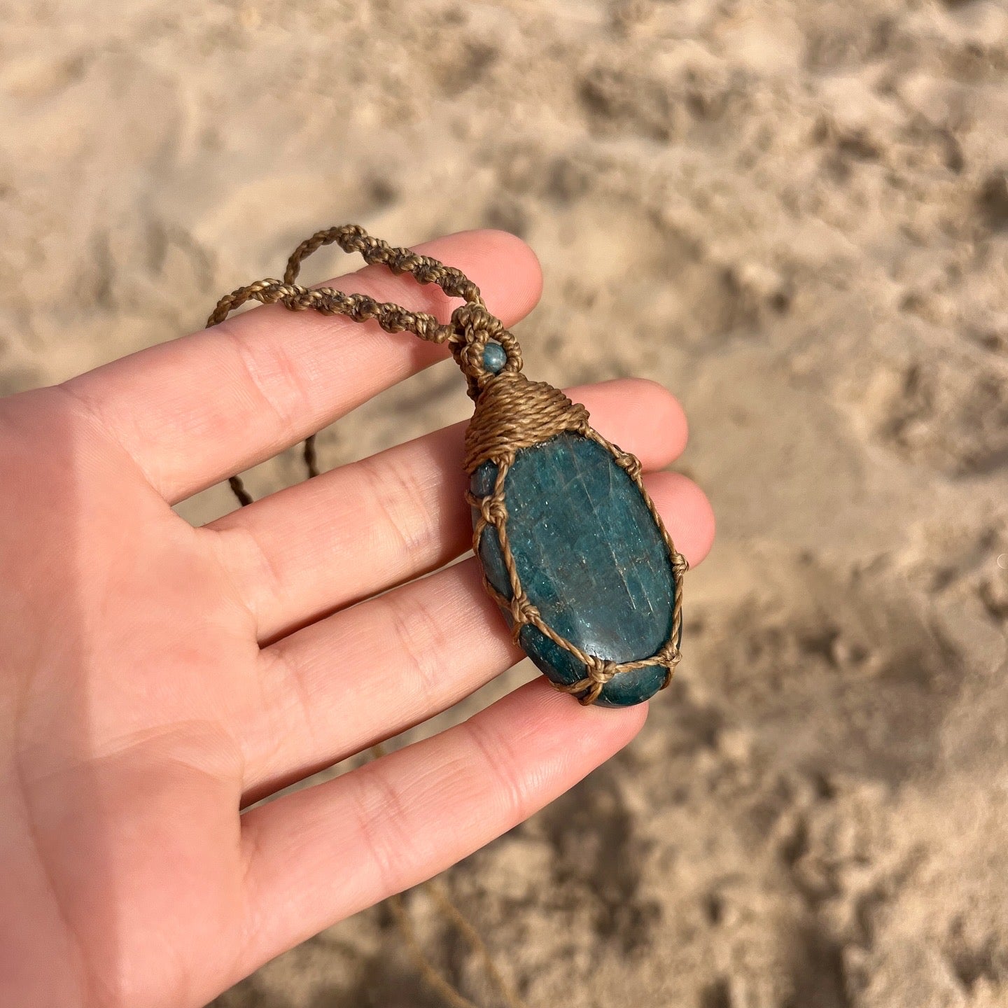 Blue Apatite Macrame Necklace