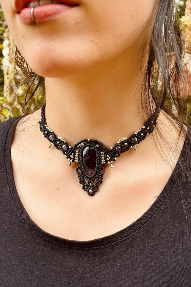 Macrame Amethyst Necklace