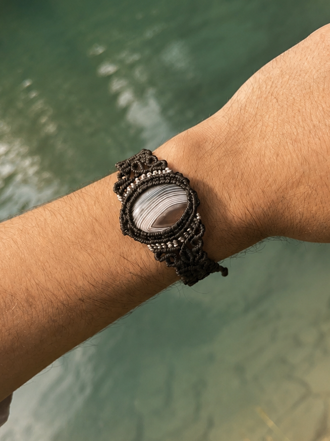 Botswana Agate Macrame Bracelet