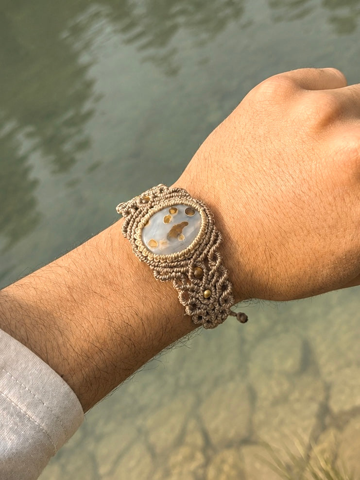 Chalcedony Stone Macrame Bracelet