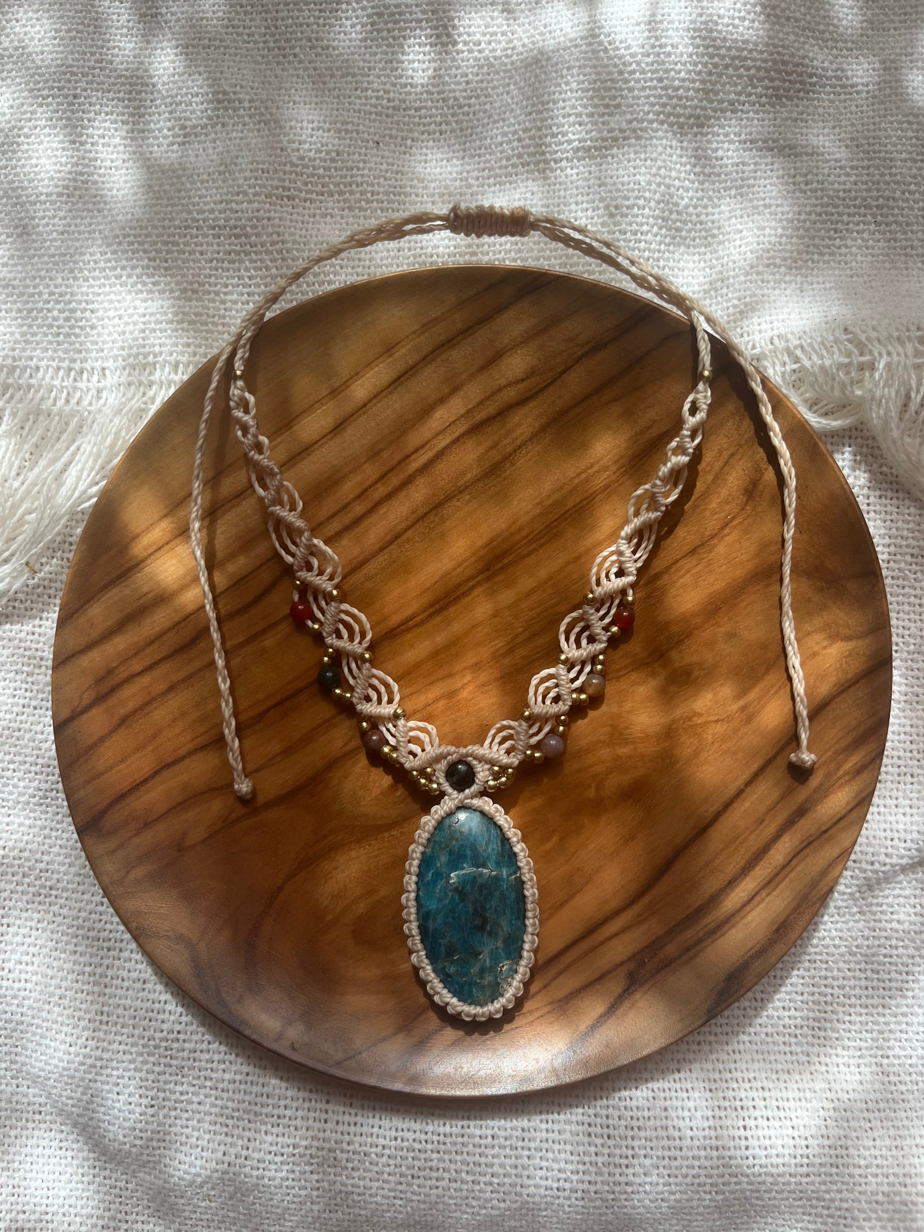 Blue Apatite Macramé Necklace