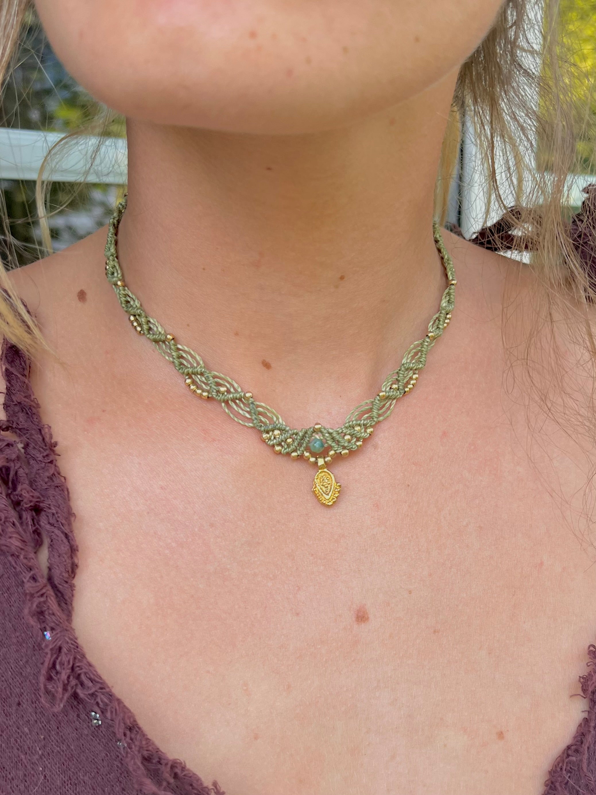 Braun & Olivegrün Choker Halskette