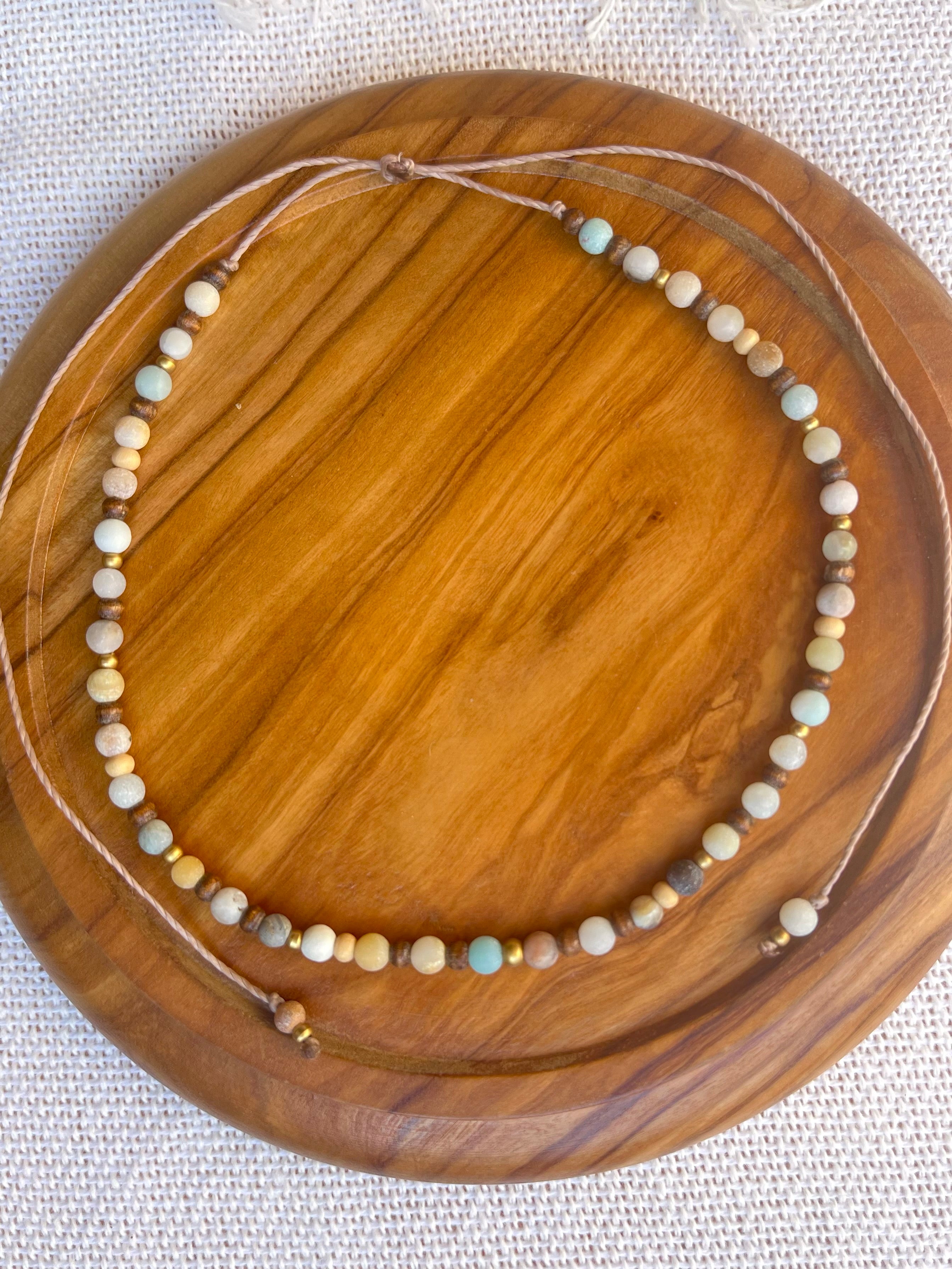 Adjustable Amazonite Beaded Necklace