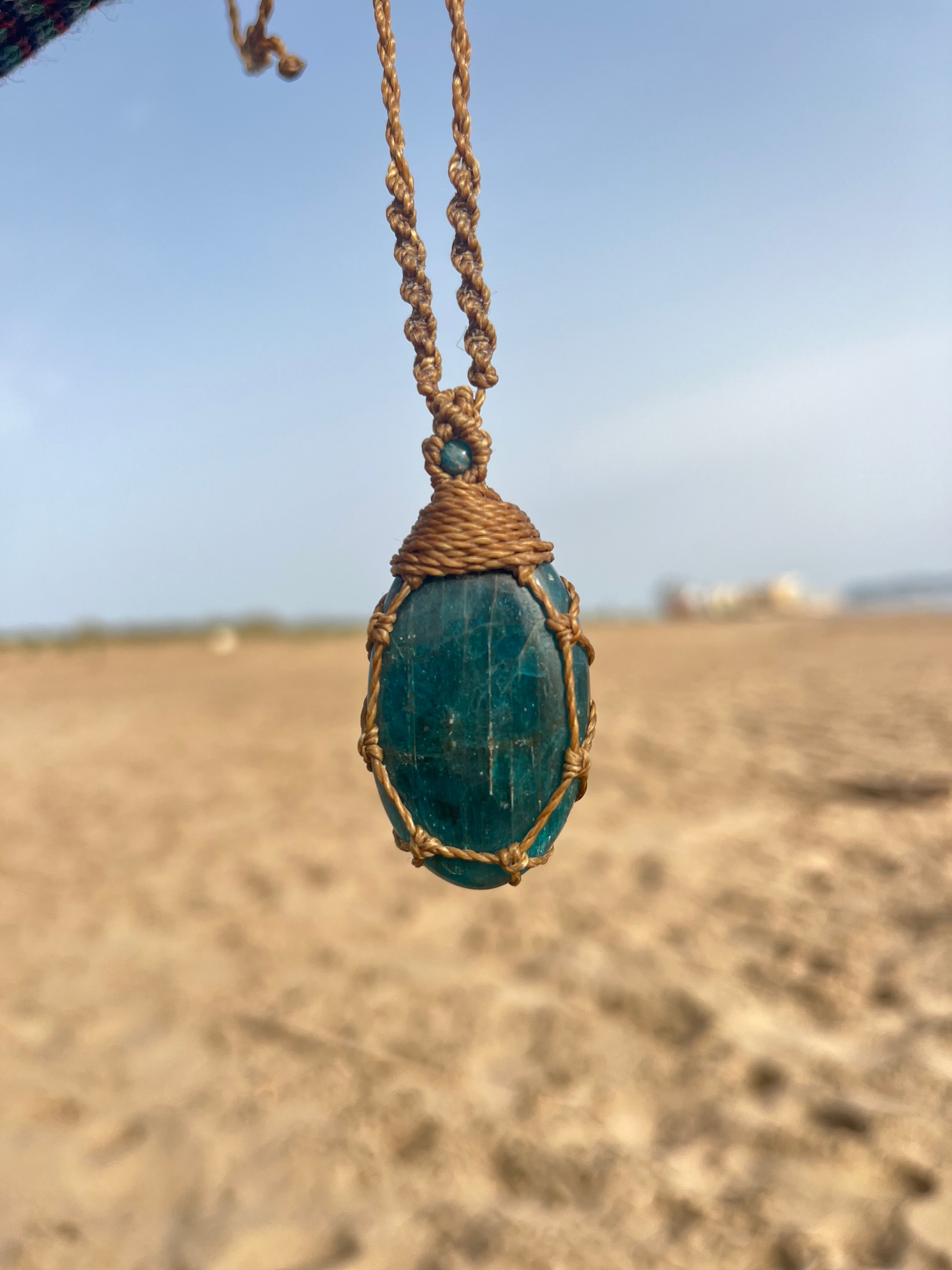 Blue Apatite Macrame Necklace
