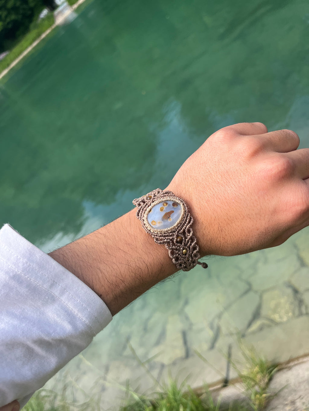 Chalcedony Stone Macrame Bracelet