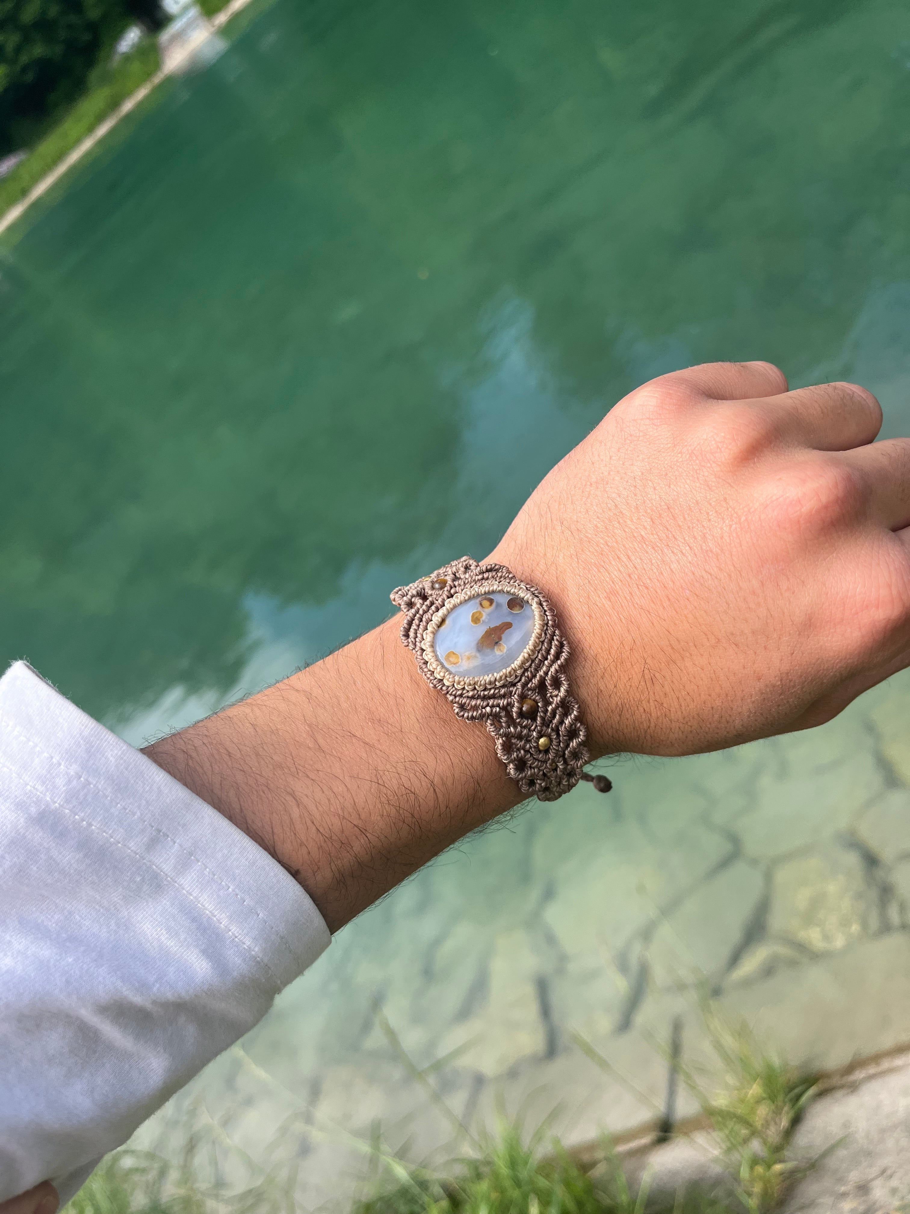 Chalcedony Stone Macrame Bracelet