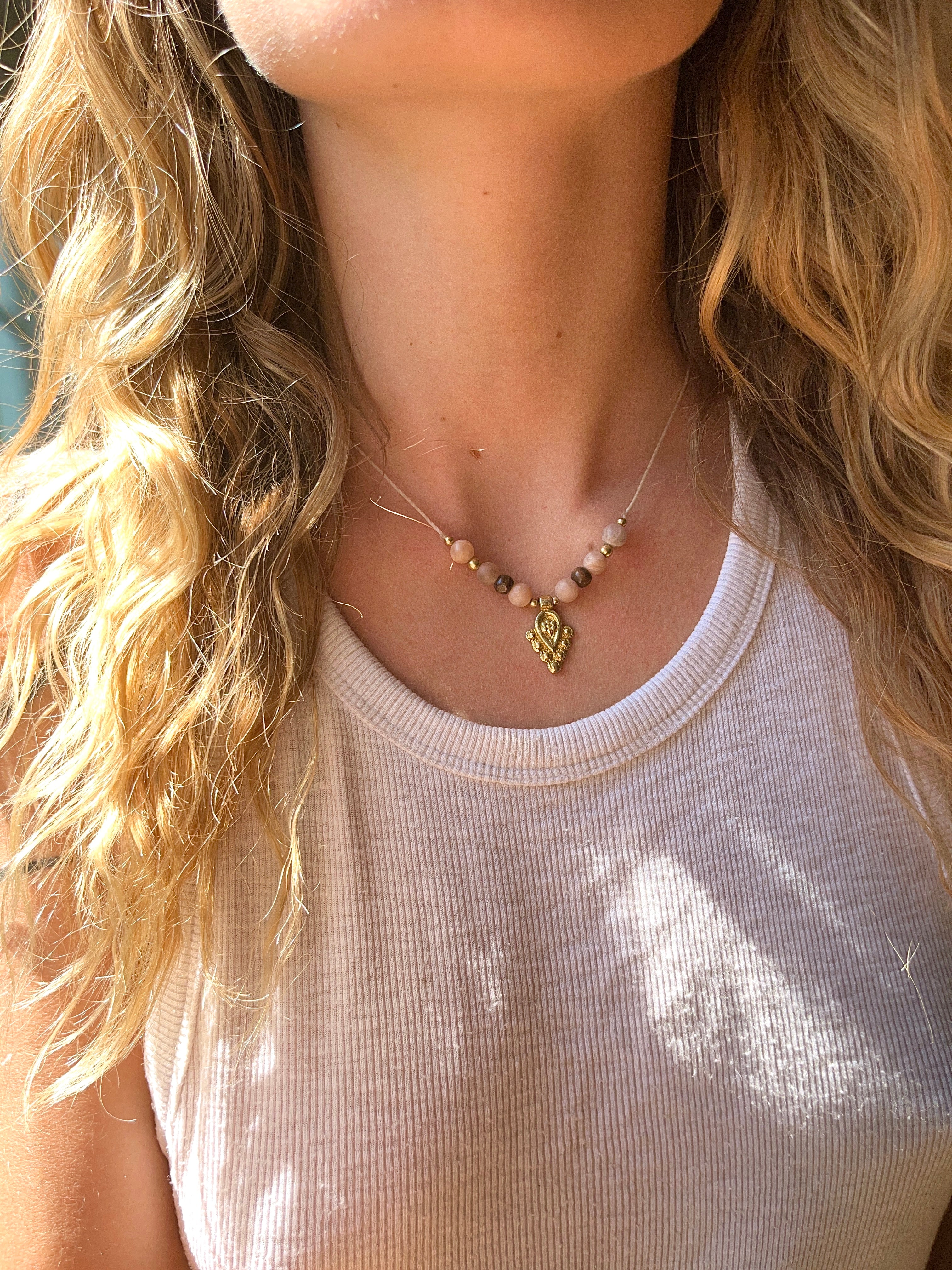 Sunstone boho necklace