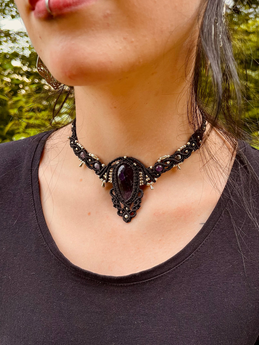 Macrame Amethyst Necklace